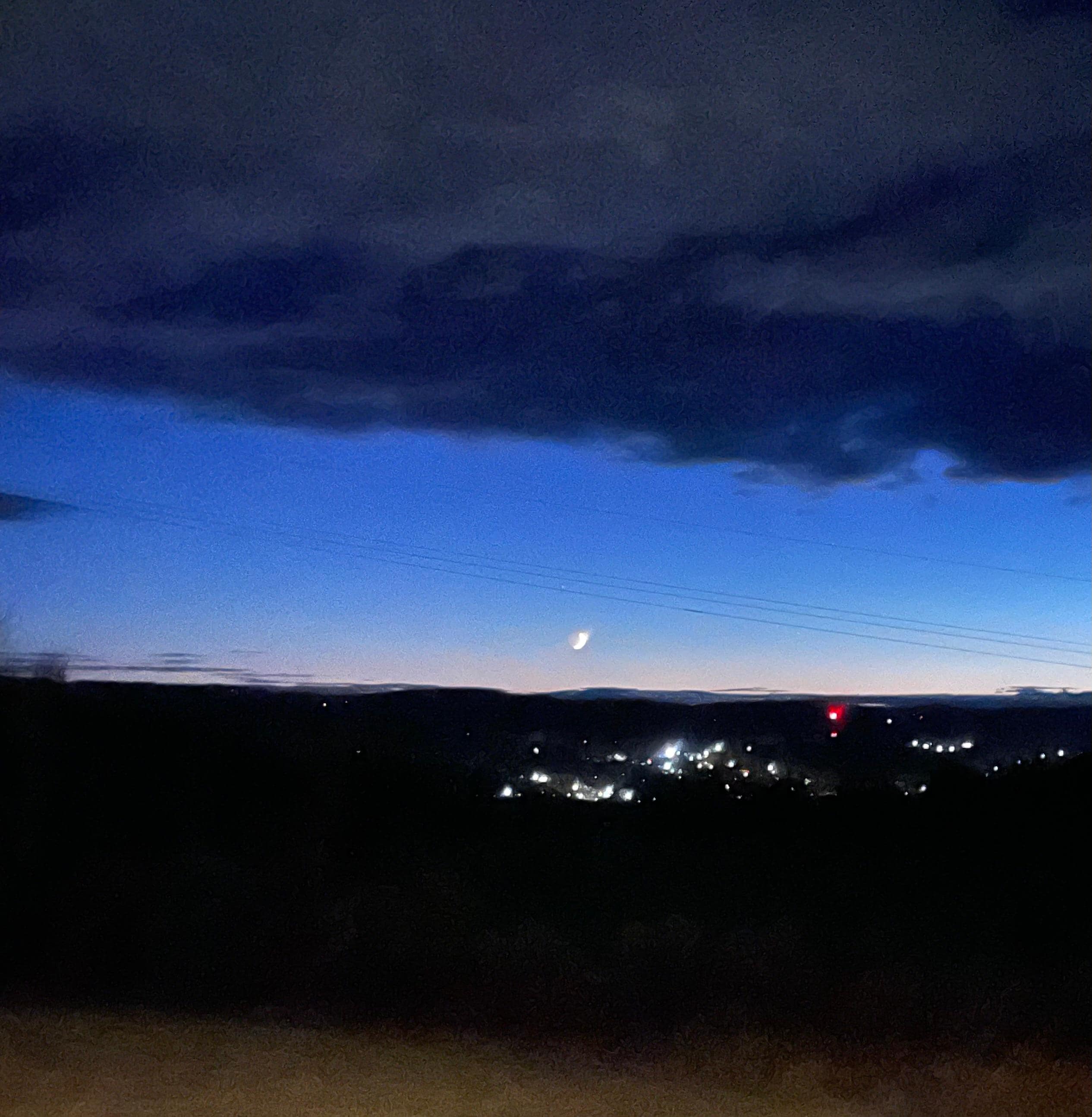 The moon just after sunset from the back porch 