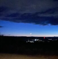 The moon just after sunset from the back porch