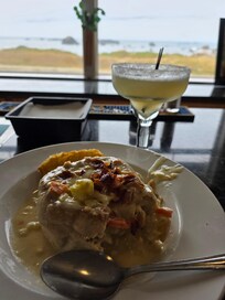 Clam chowder with a margarita