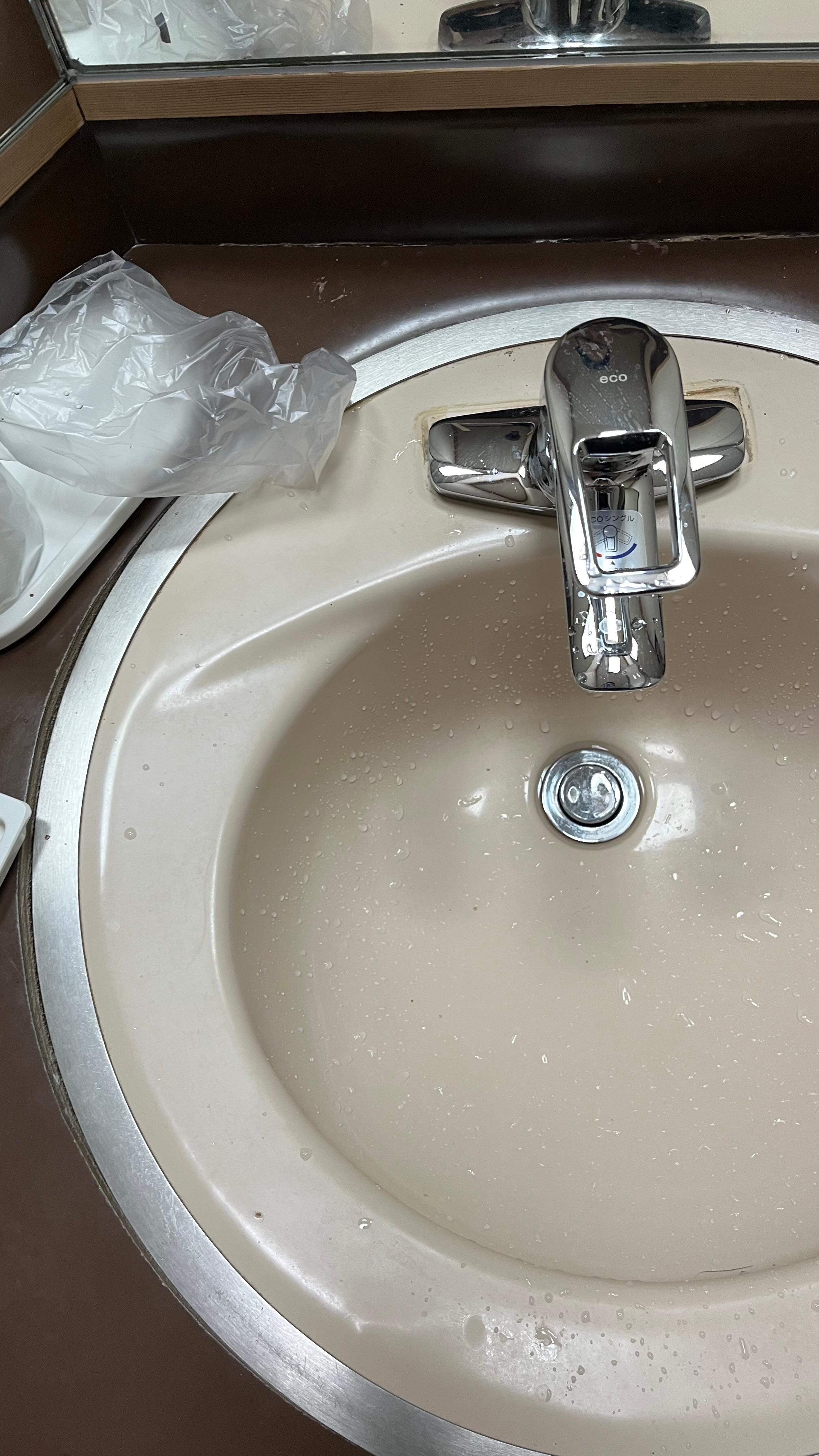 洗面ボウルがズレてるし汚れてるし、さびが出てくるし、近寄りたくない