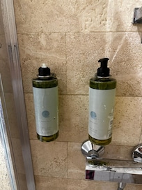 the shower gel bottles were undispensable, as the pumps didn’t work at all