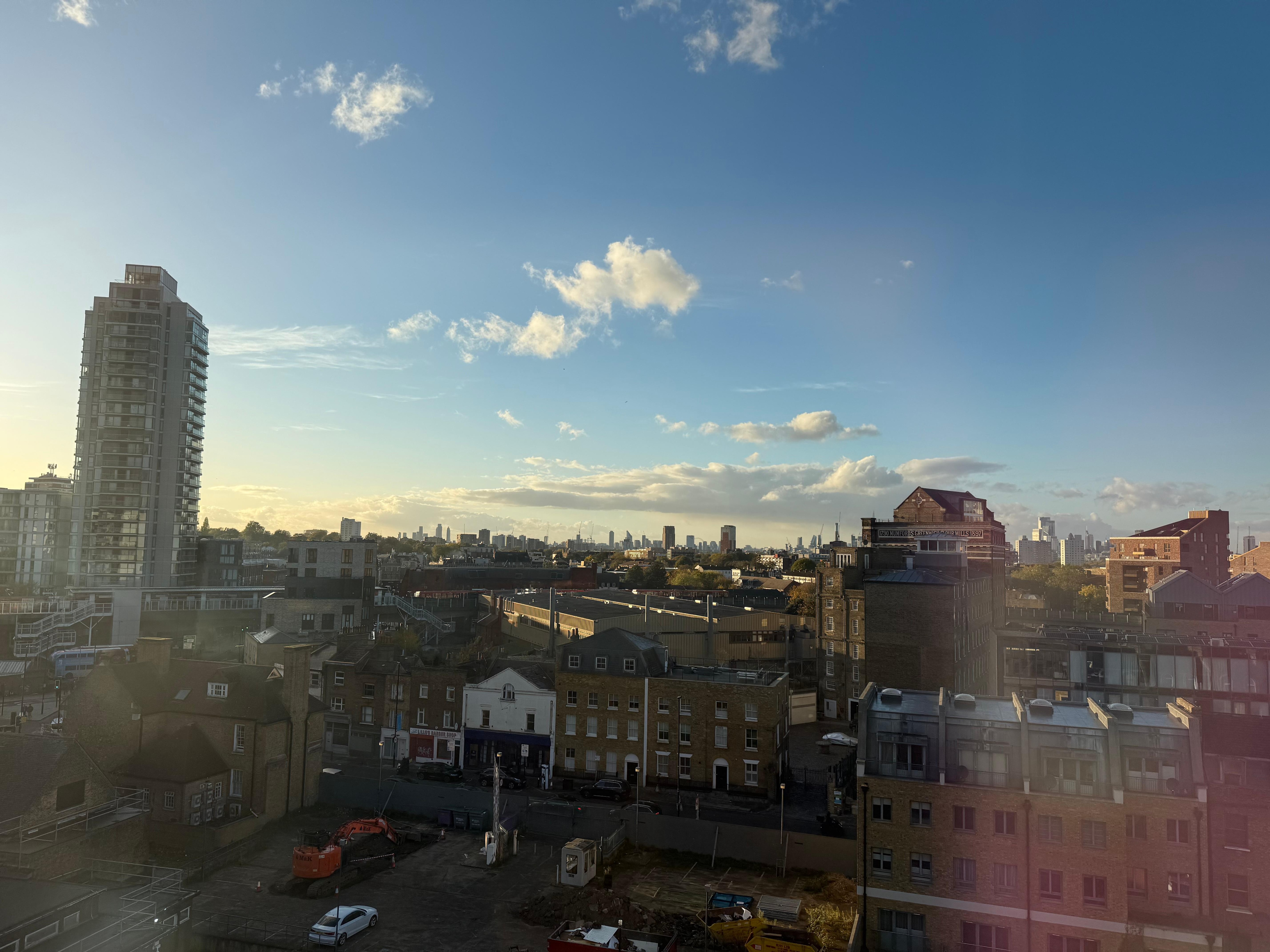 The view from our room. You can see the DLR station is close