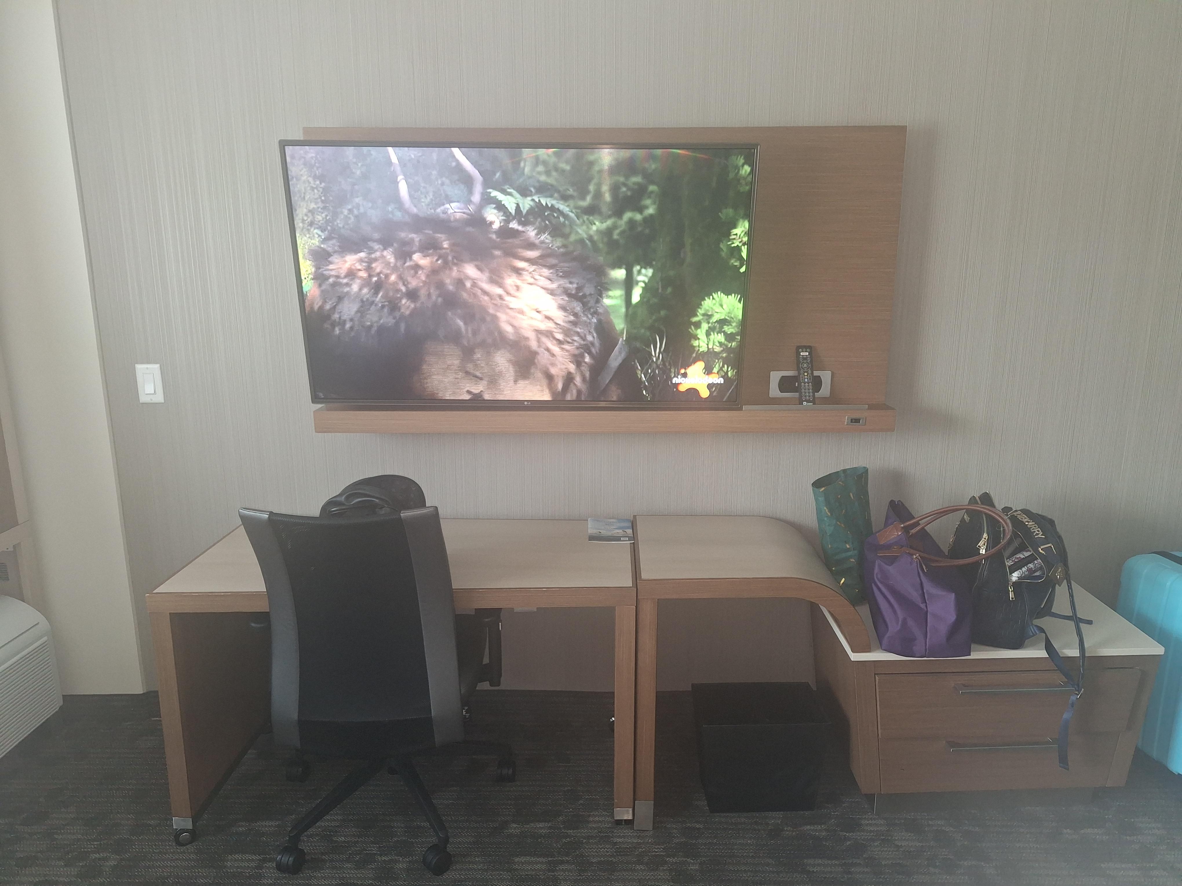 Desk and TV