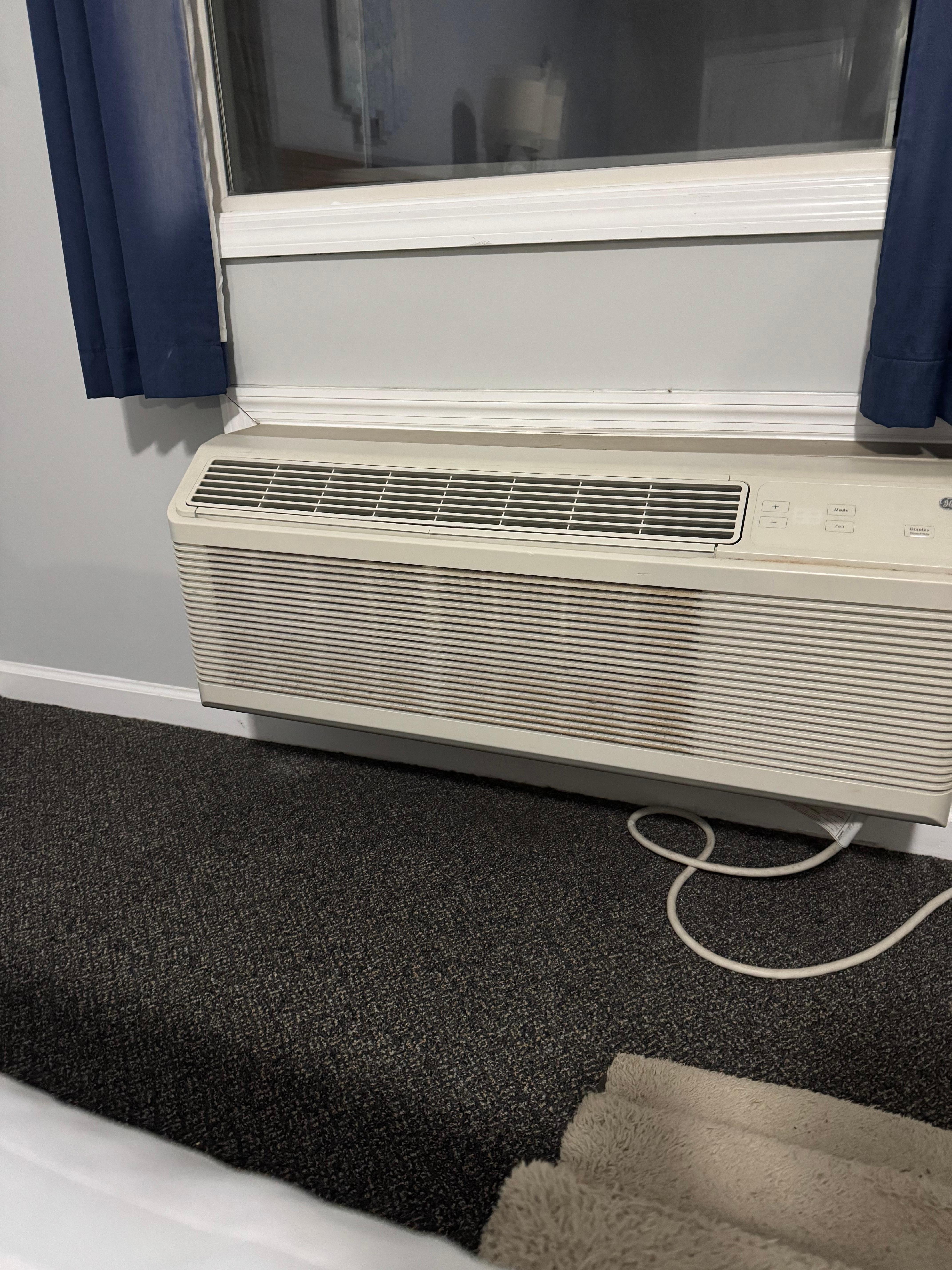 When we entered the room we were hit with the smell of mold, didn’t take long to see that the AC front was covered in mold and dust that it was blowing into the room