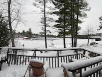 Woke up to fresh snow on the pond on morning #2!