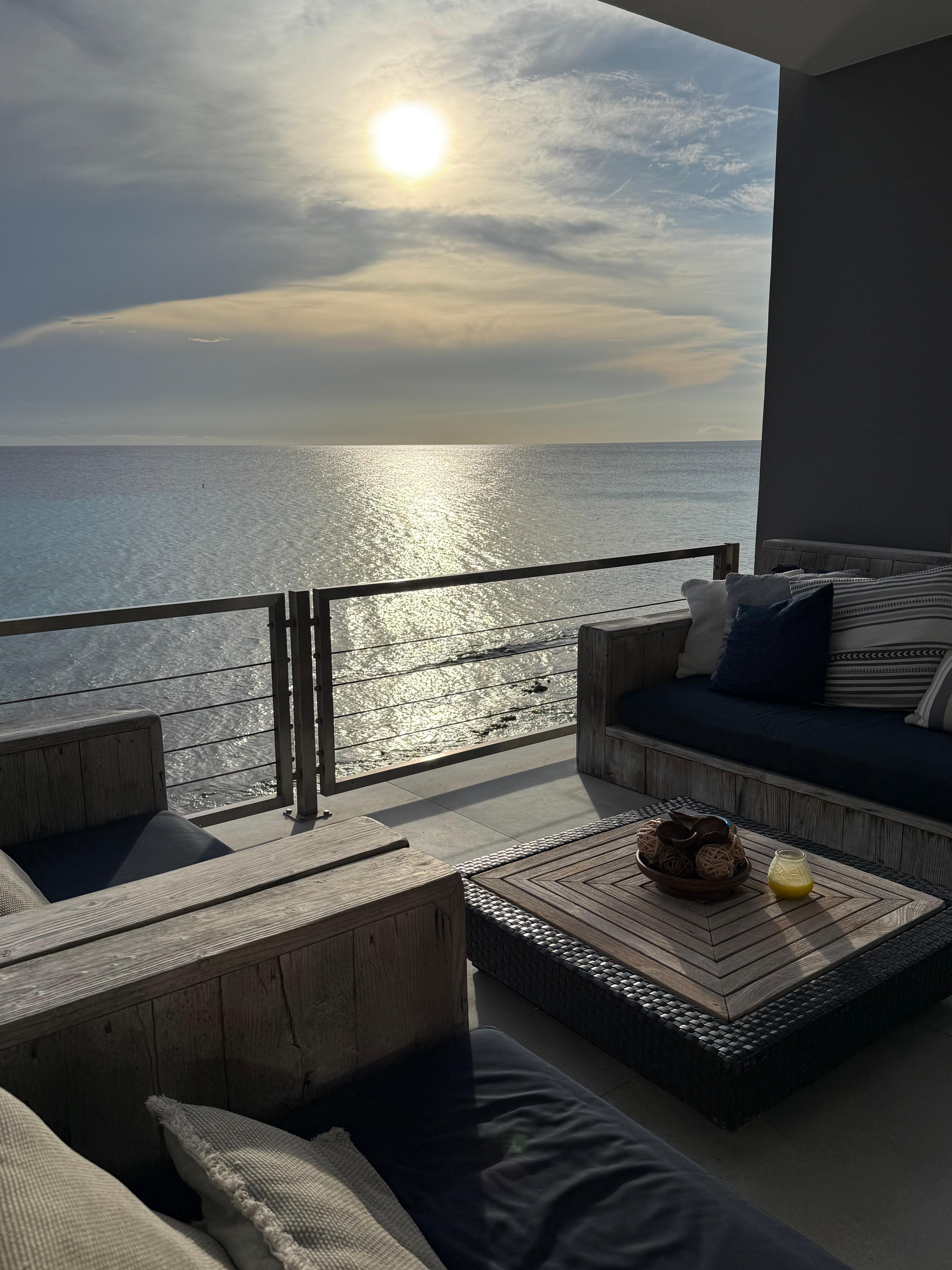 Sunset..Seating area outdoor patio.