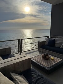 Sunset..Seating area outdoor patio.