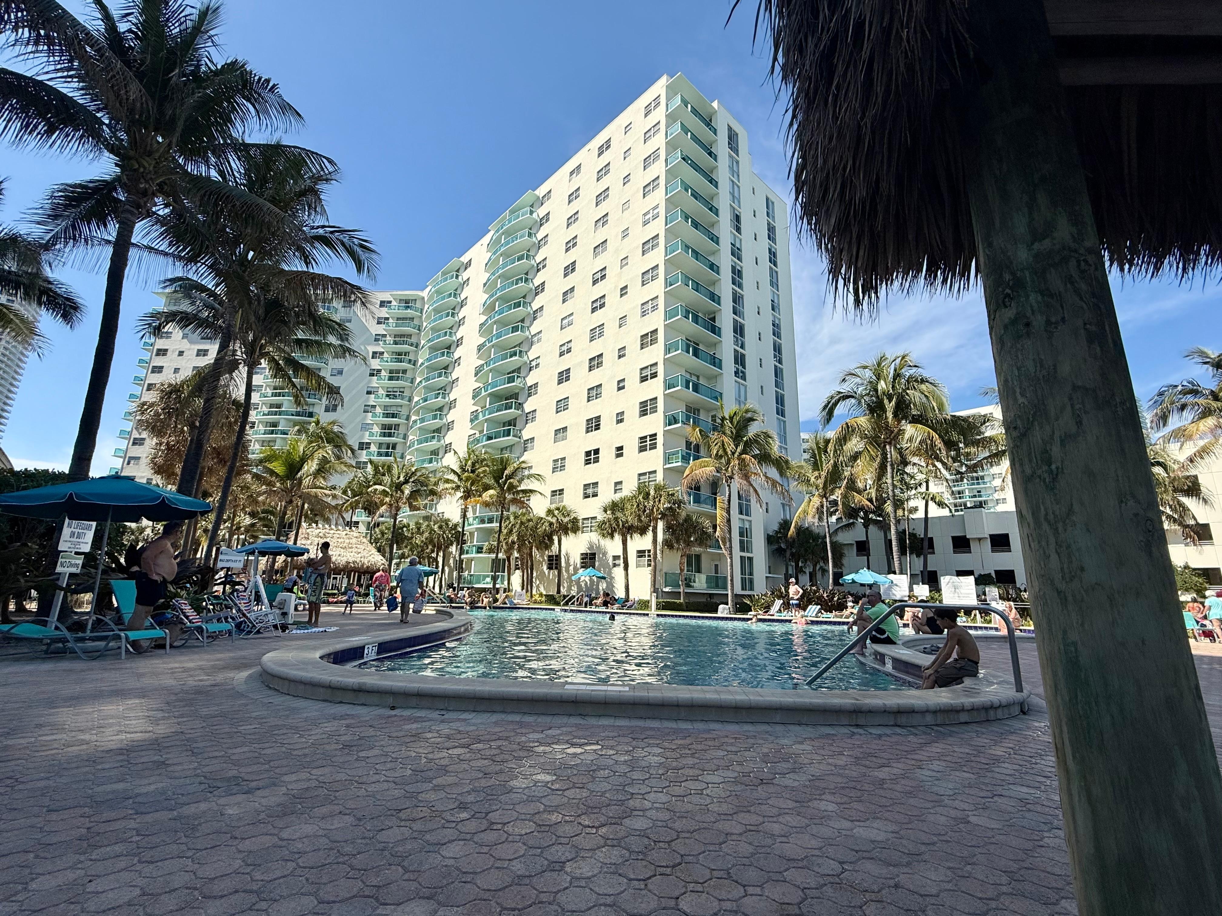 View of the building from the pool