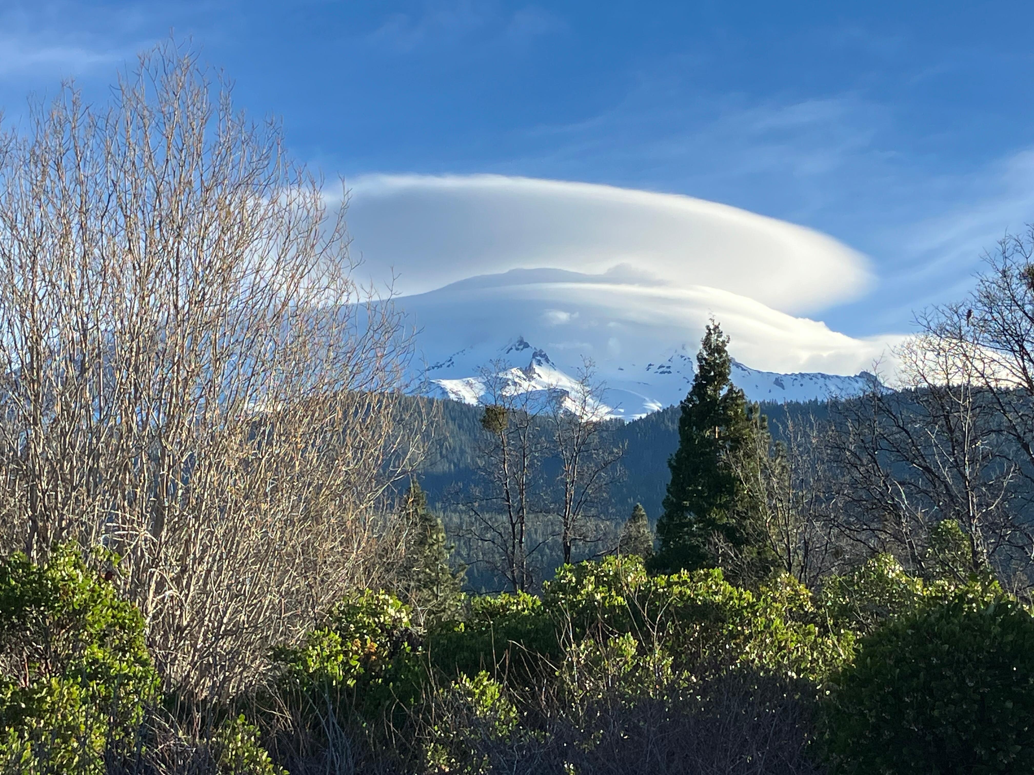 Mount Shasta-Shastina with lenticular from back yard of property!