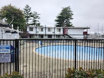 Real view of pool, listing is a lie