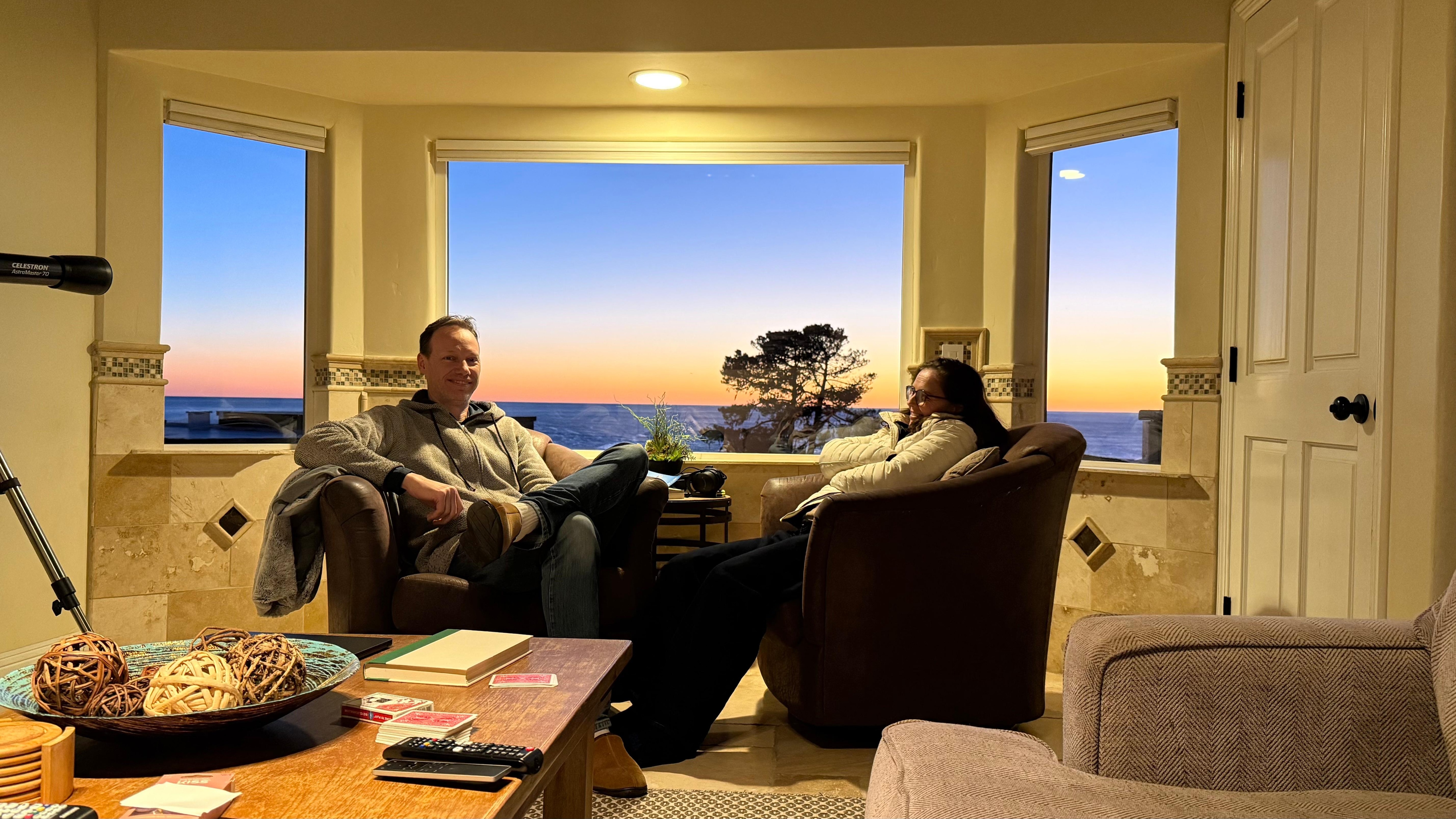 Living room view during sunset