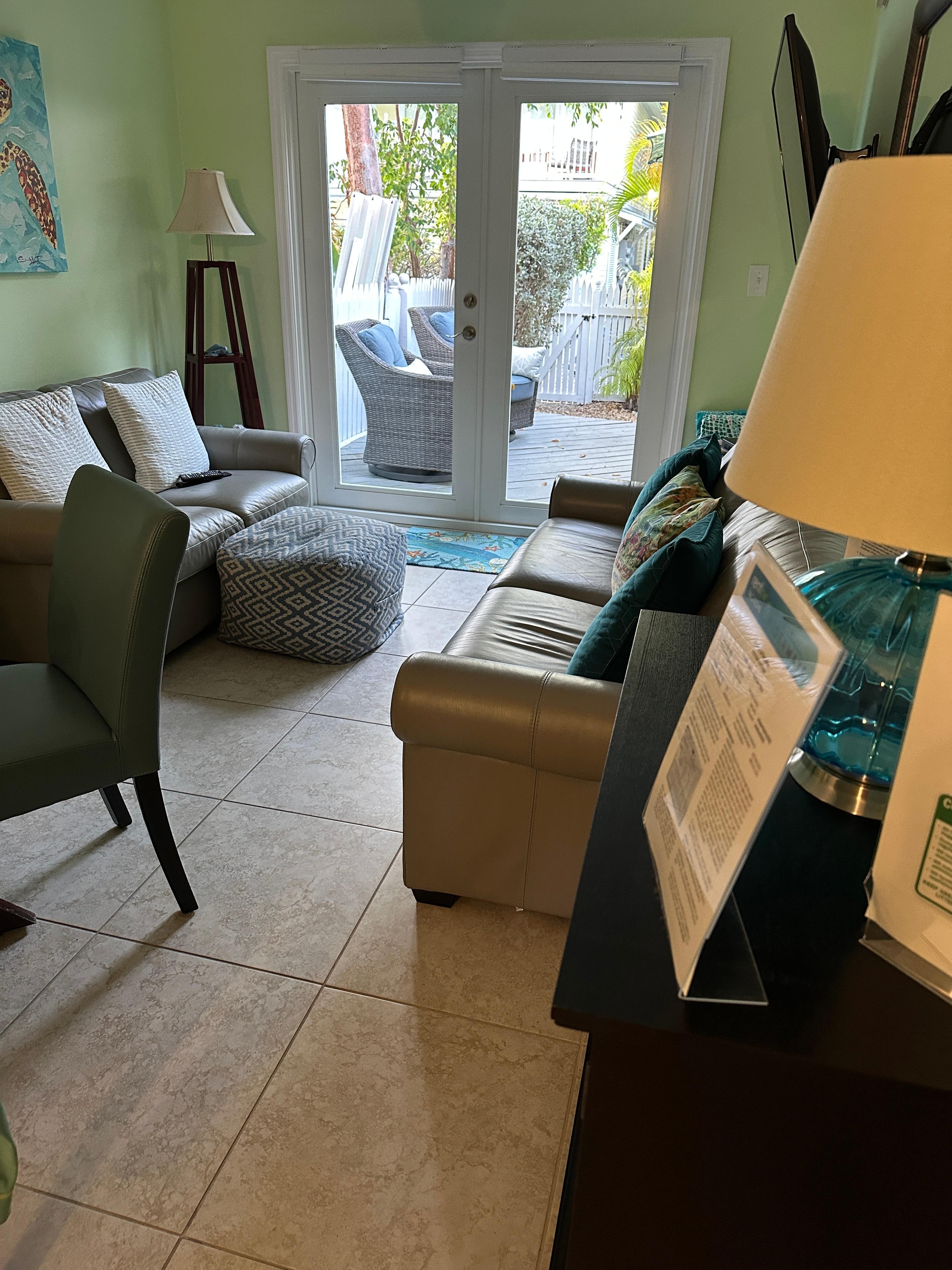 Living room
 Towards outdoor deck