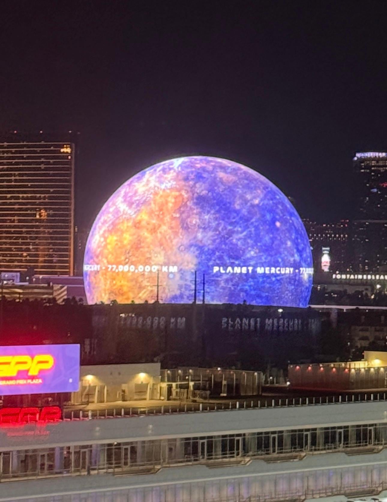 View of Sphere from living room (zoomed in)