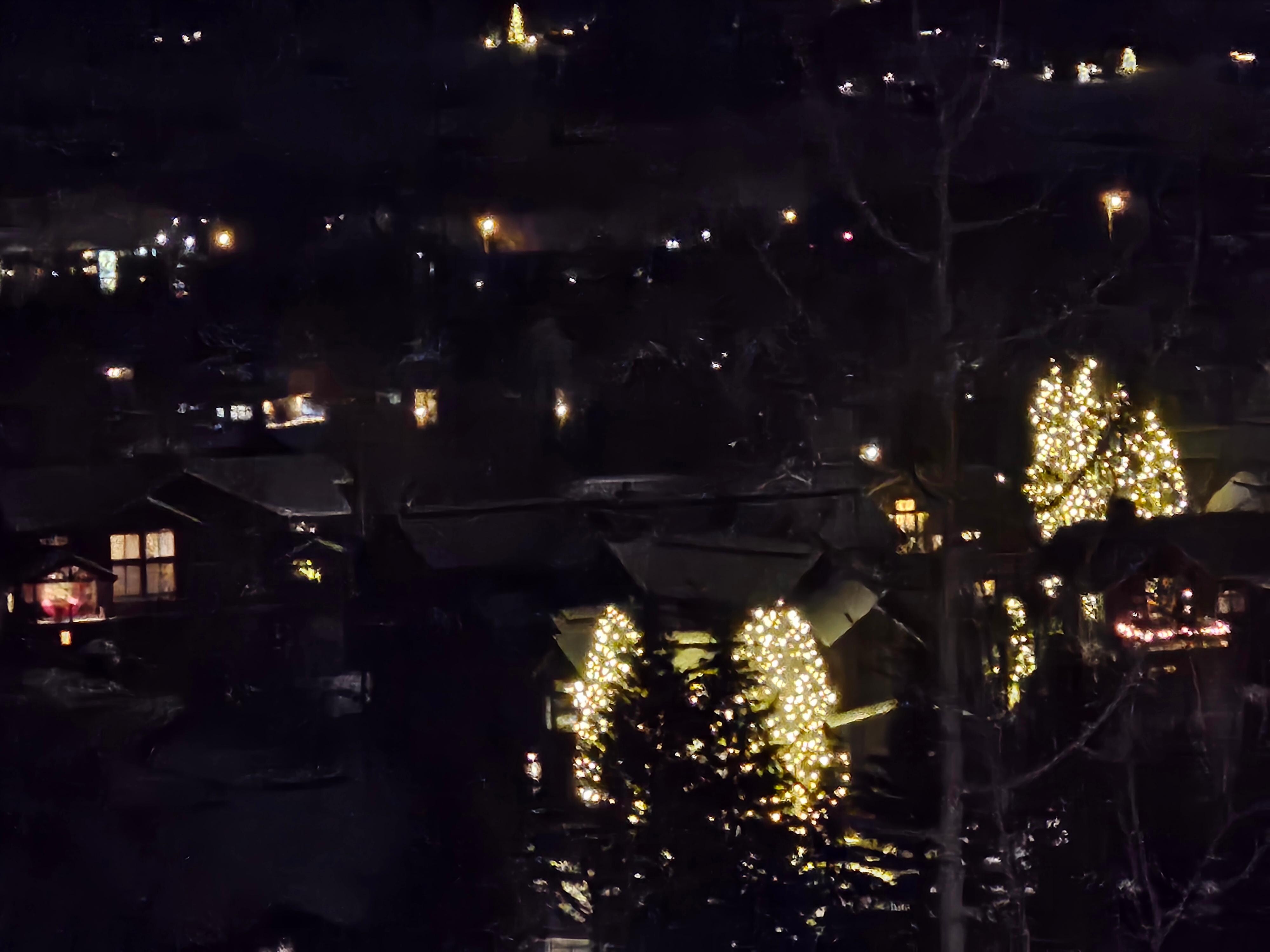 View from the front door on a winter's night
