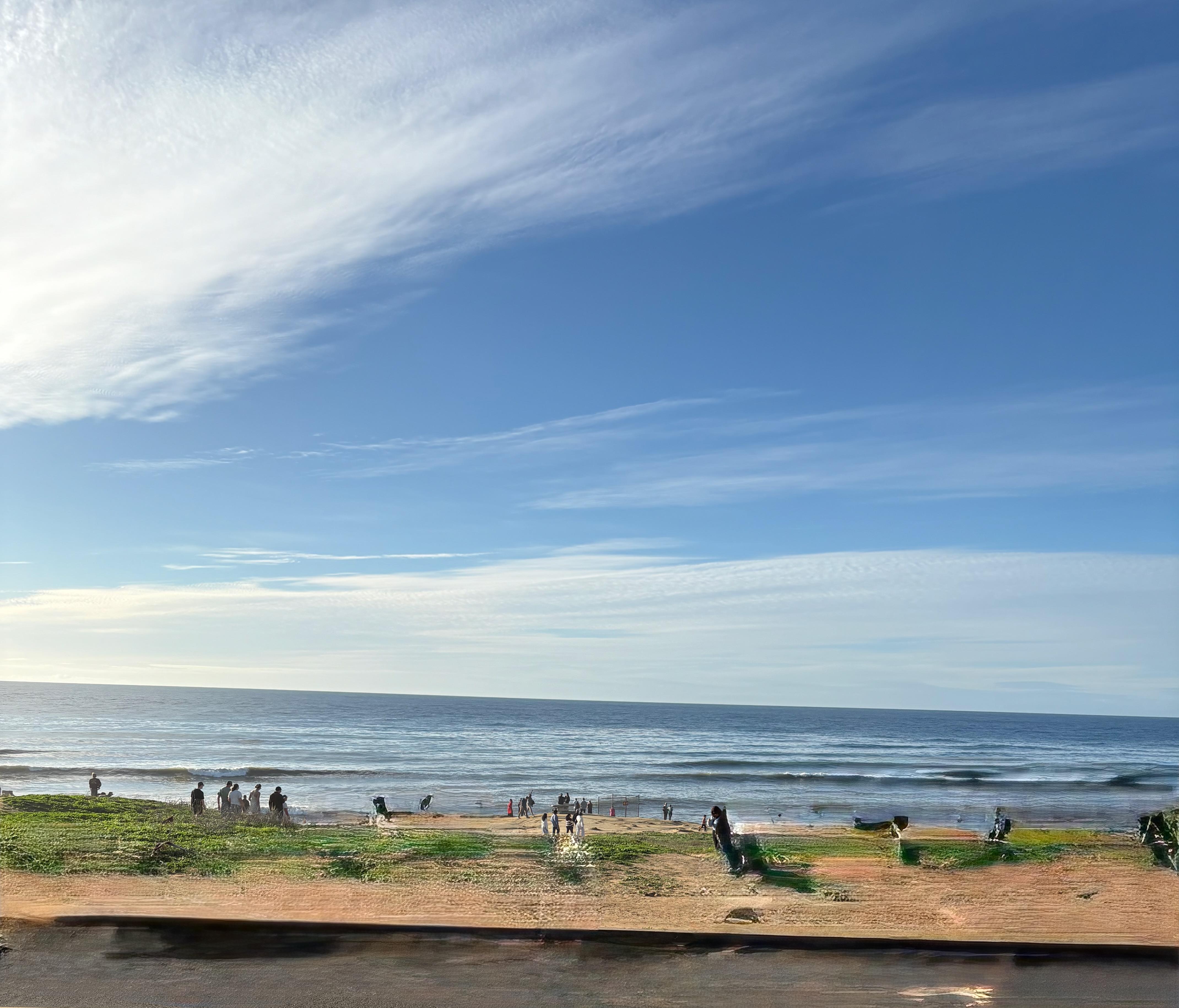 The beach area is right across the street