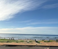 The beach area is right across the street