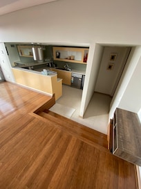 If travelling with baby/toddler check which room you are in before booking. This is the kitchen. Obviously would be fine with older kids.