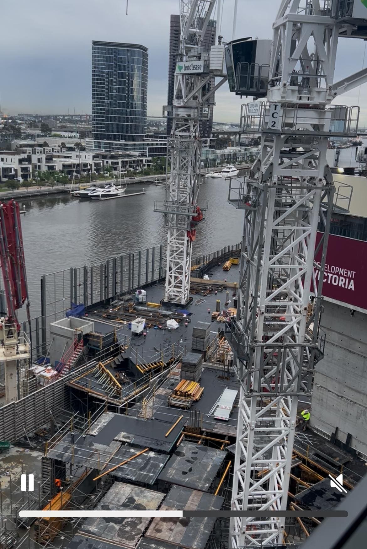 Noisy construction outside of balcony. 