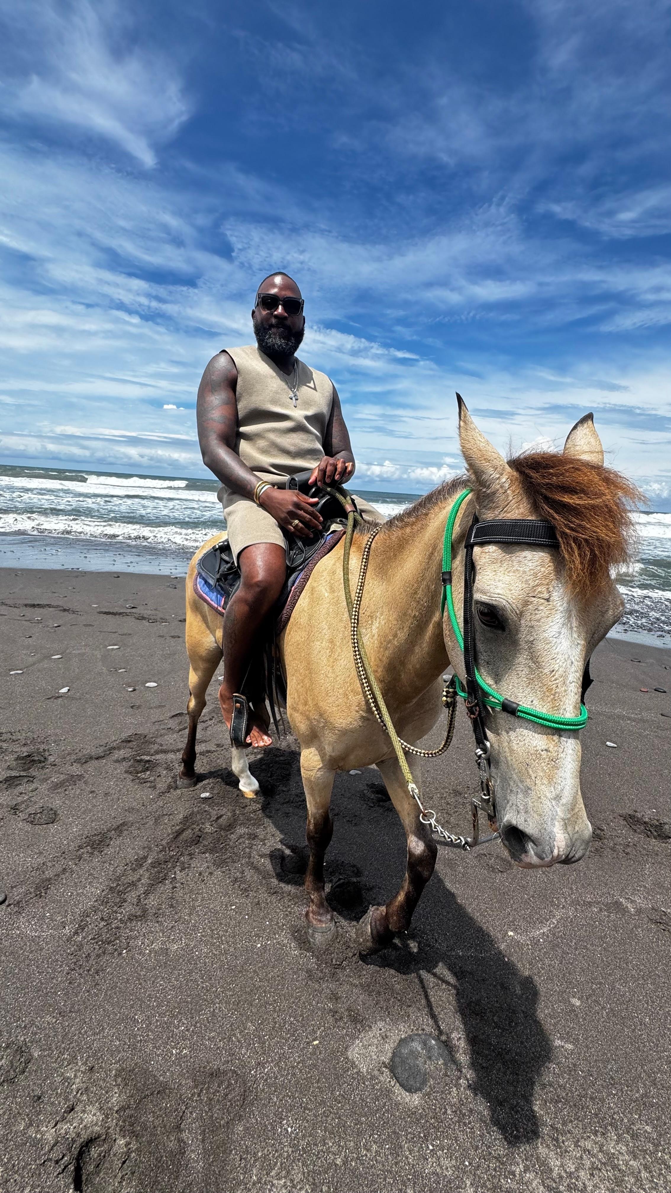 Horseback riding complimentary if your a guest at the hotel, not if your on a day pass. (10.00 charge if your on a day pass)