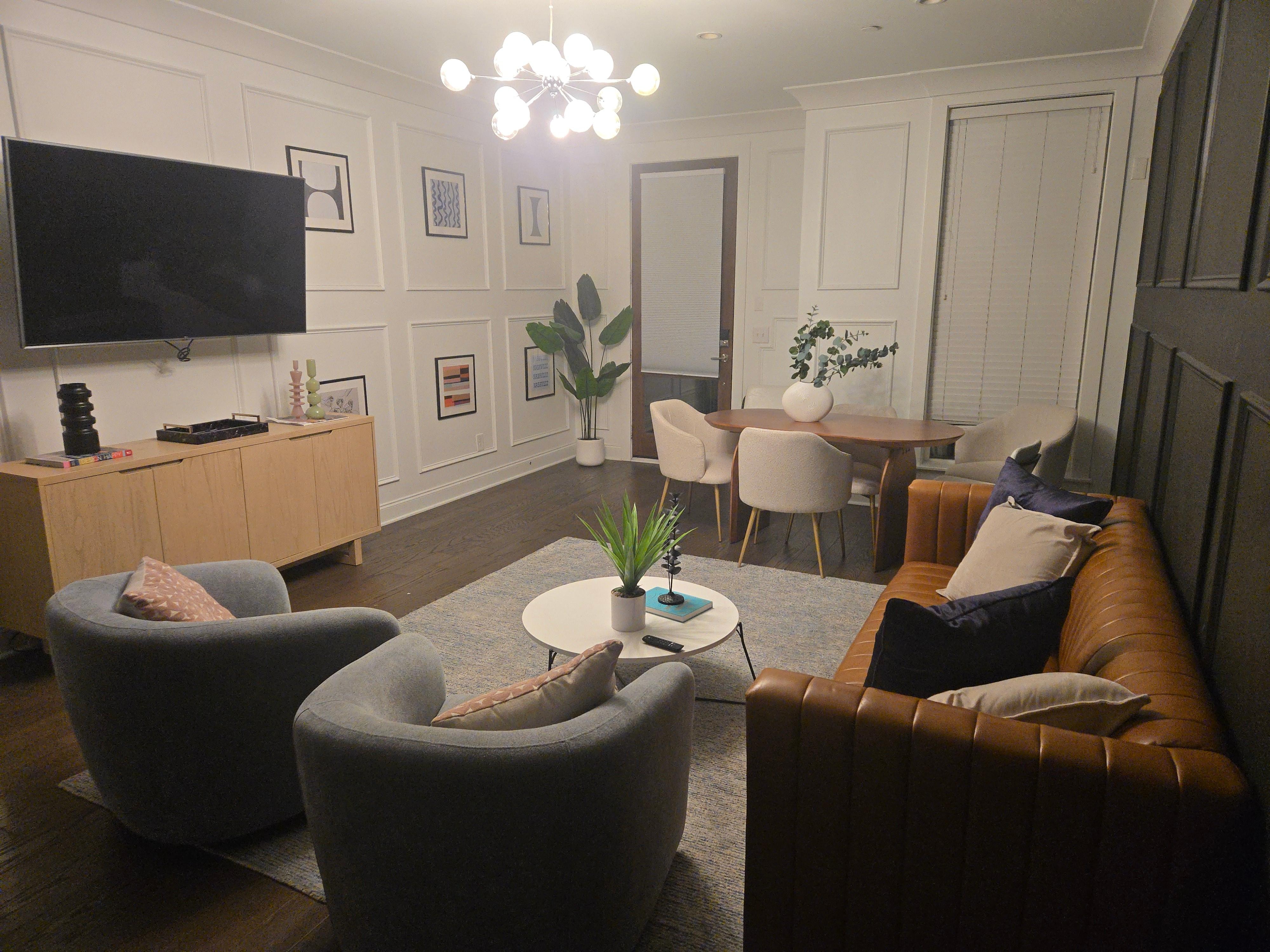 Living room with TV on main floor