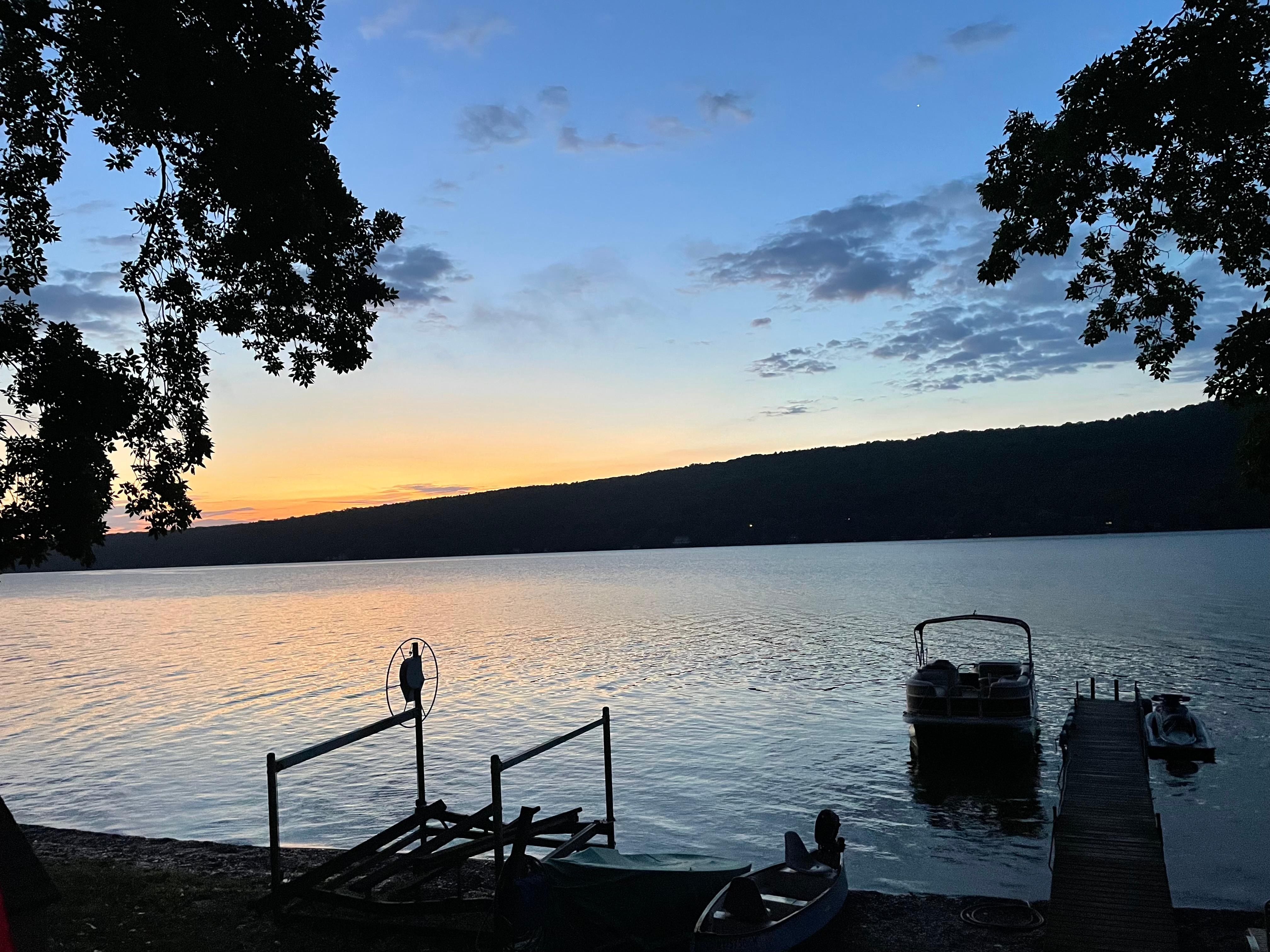 Sunrise over bluff point from the deck