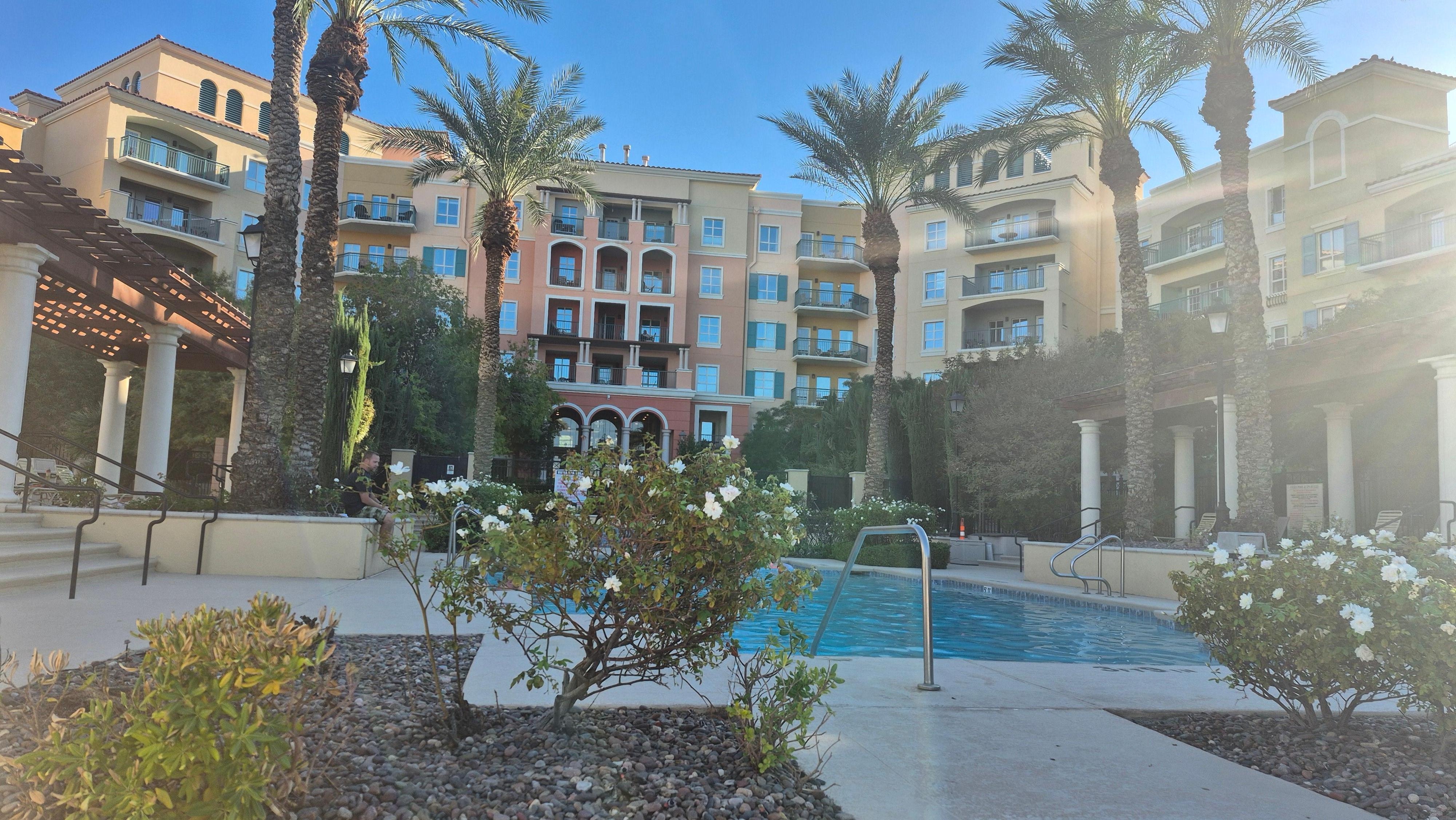 View of Viera from far side of heated pool