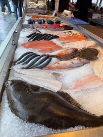 Fresh fish at harbor restaurants