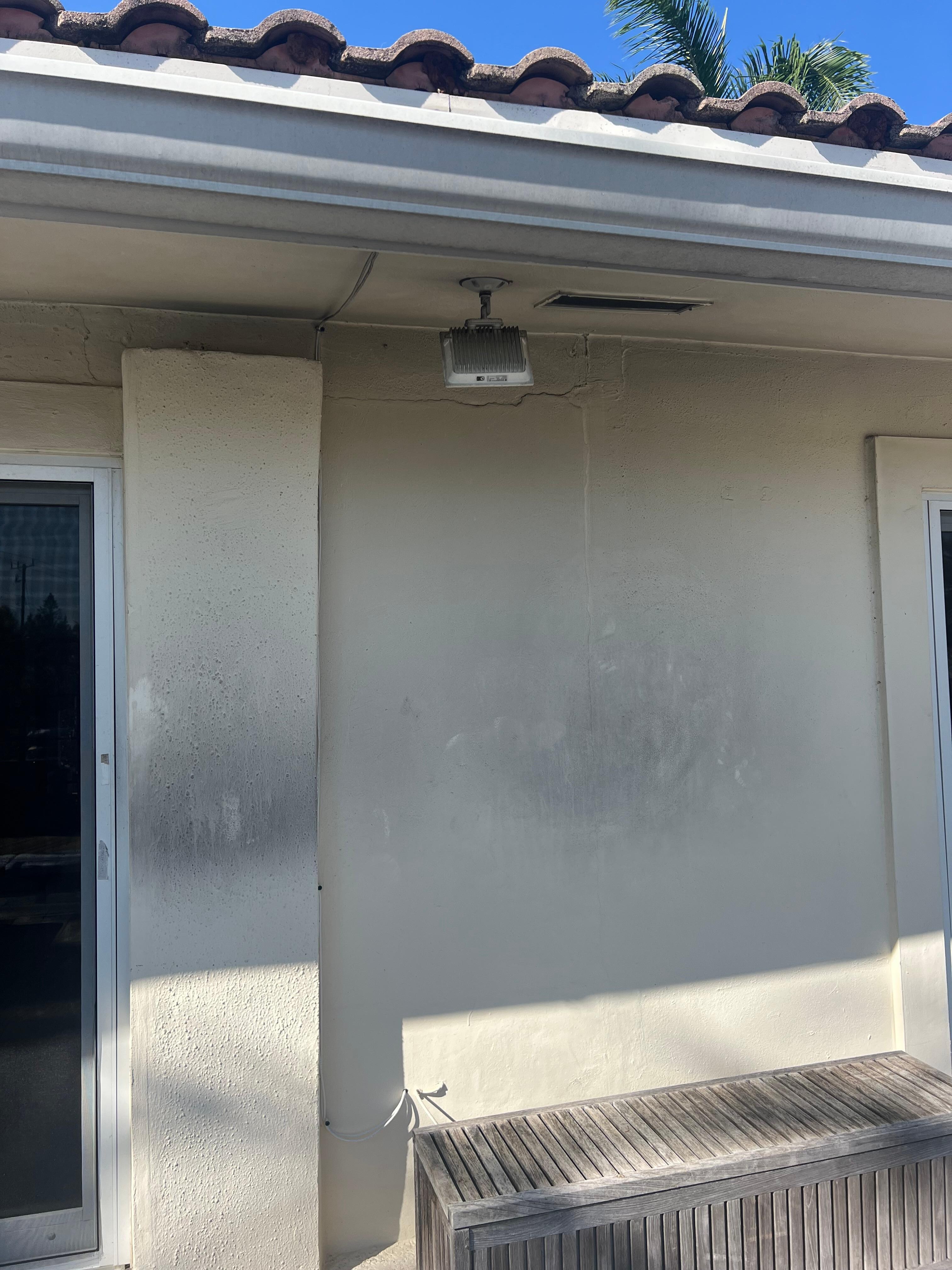 Most outdoor walls have heavy stains, mold and chipped paint. 