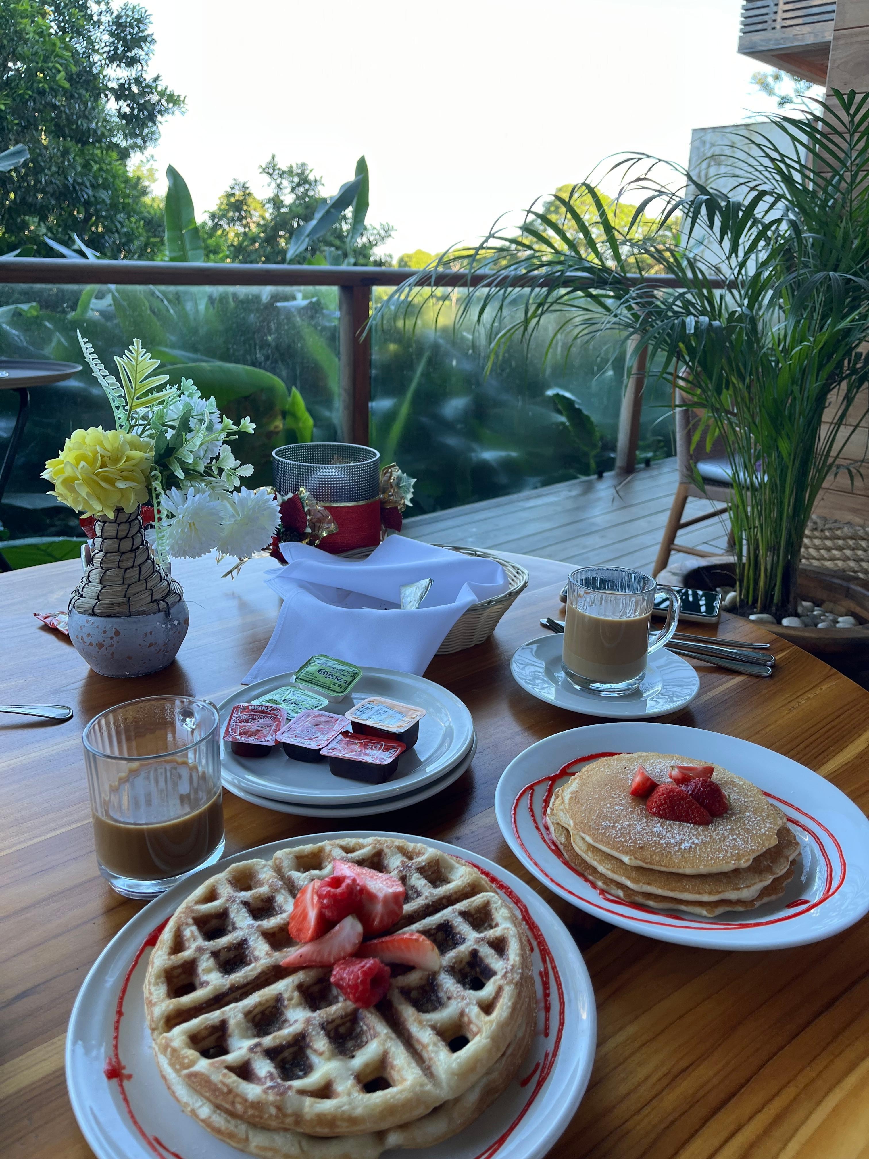 Breakfast was ok, what would be great is if they added bananas & chocolate sauce on the pancakes/waffles! 