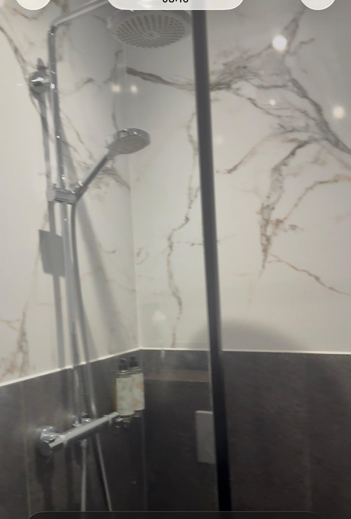 Lovely bathroom,  , great shower, but large shower head needs a clean,  water not flowing from all the holes.  