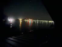 Bay bridge at night.