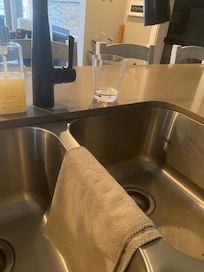 Dirty dish and sink I sanitized