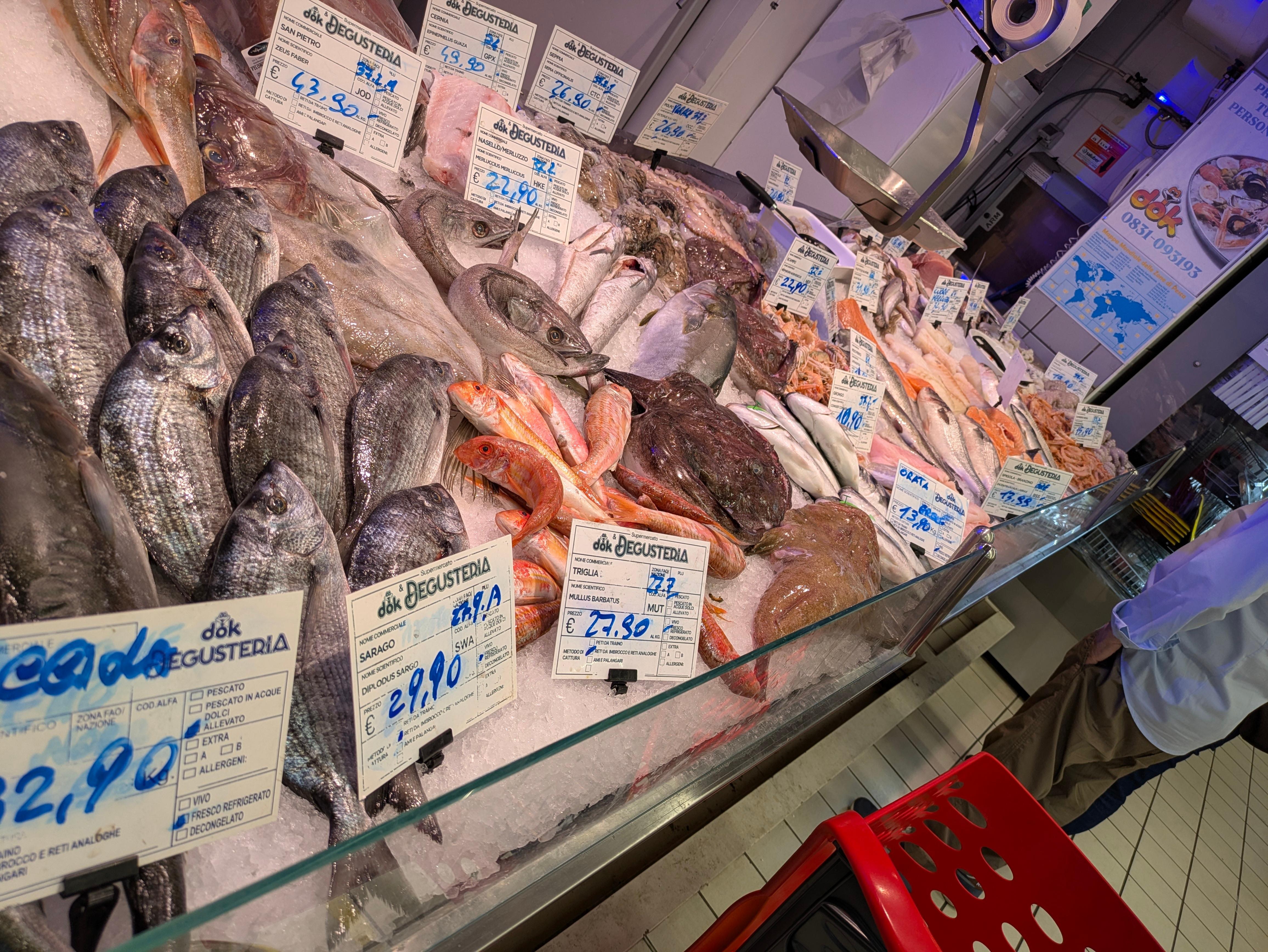 Fish counter in a supermarket in Ostuni