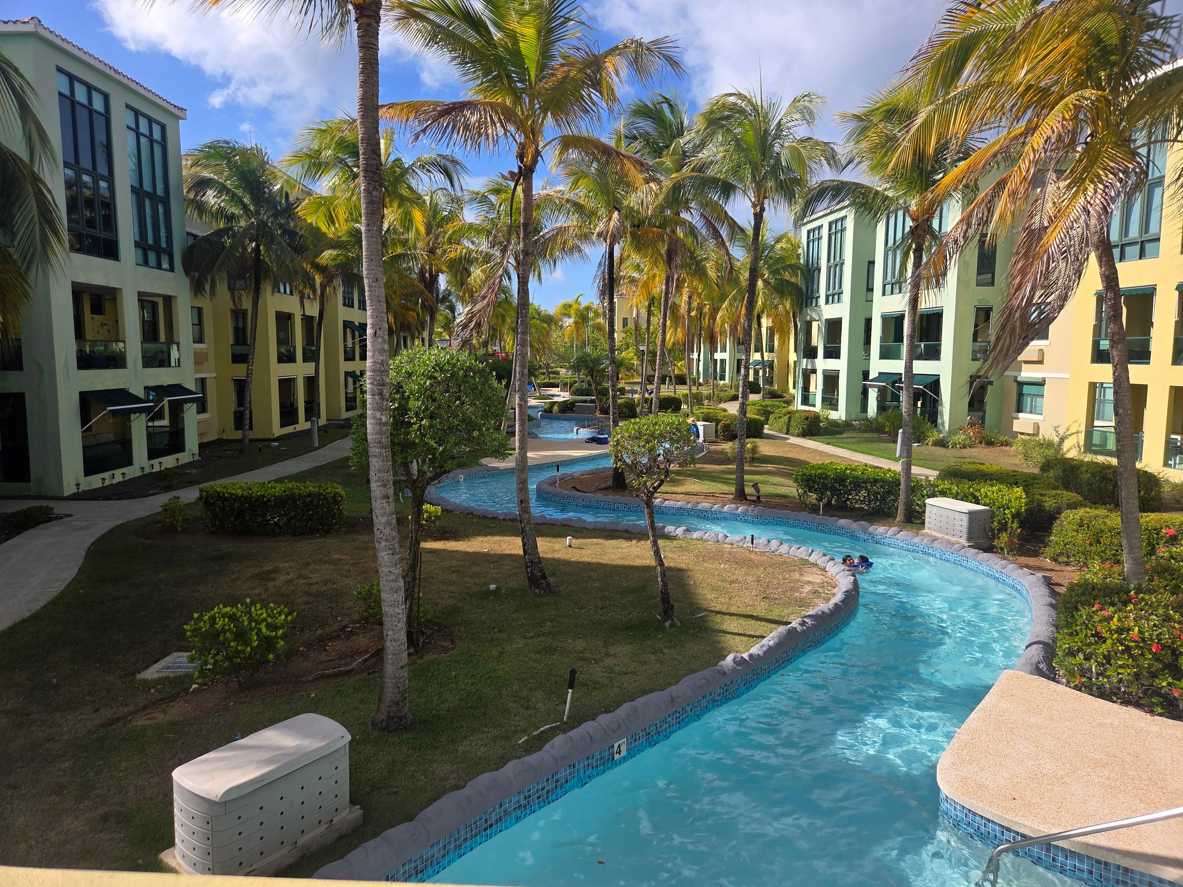lazy river at the middle on top of the bridge