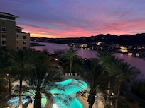 Swimming pool at sunrise