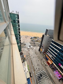 View from slit in window. No air conditioning in April