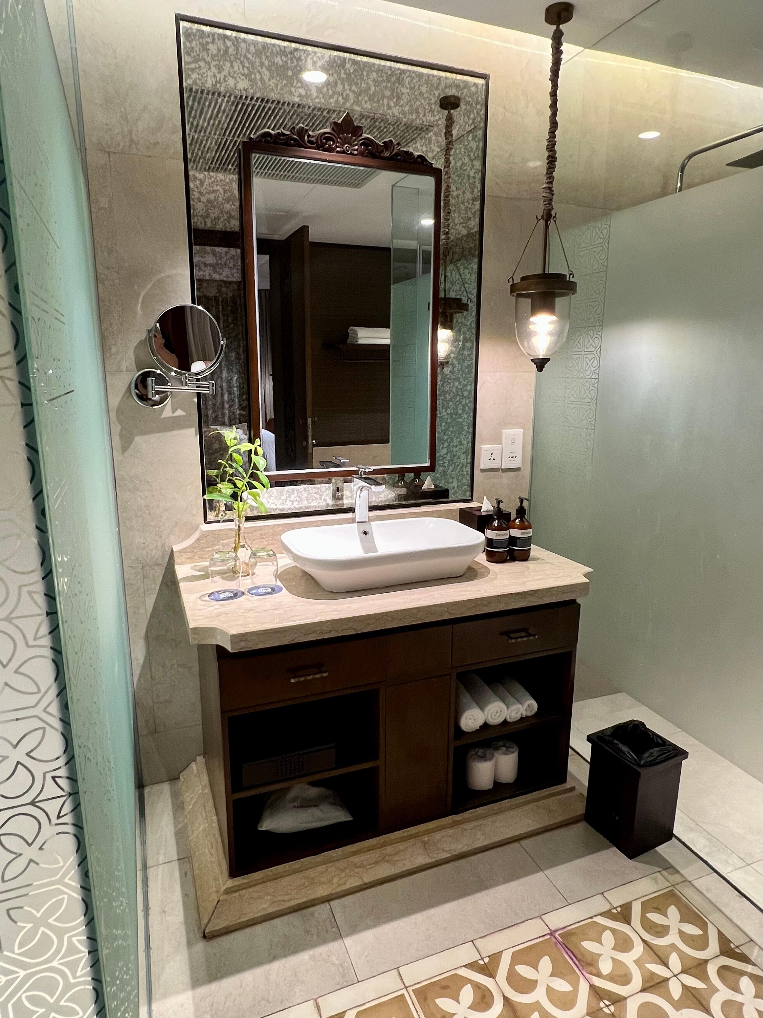 Main bathroom with separate shower and toilet (left right). No bath.