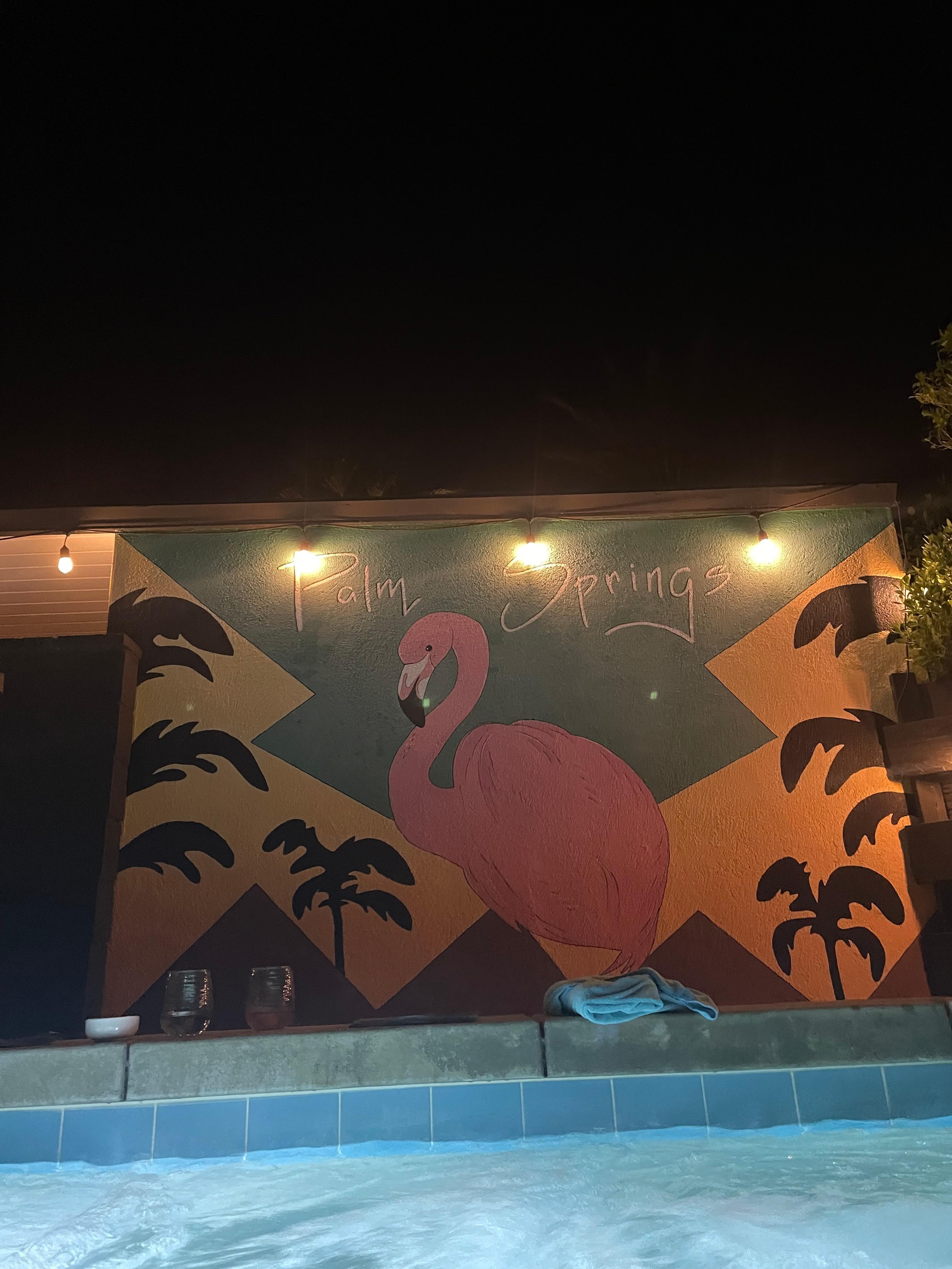 Beautifully done mural near the jacuzzi and there’s one near the front door. 