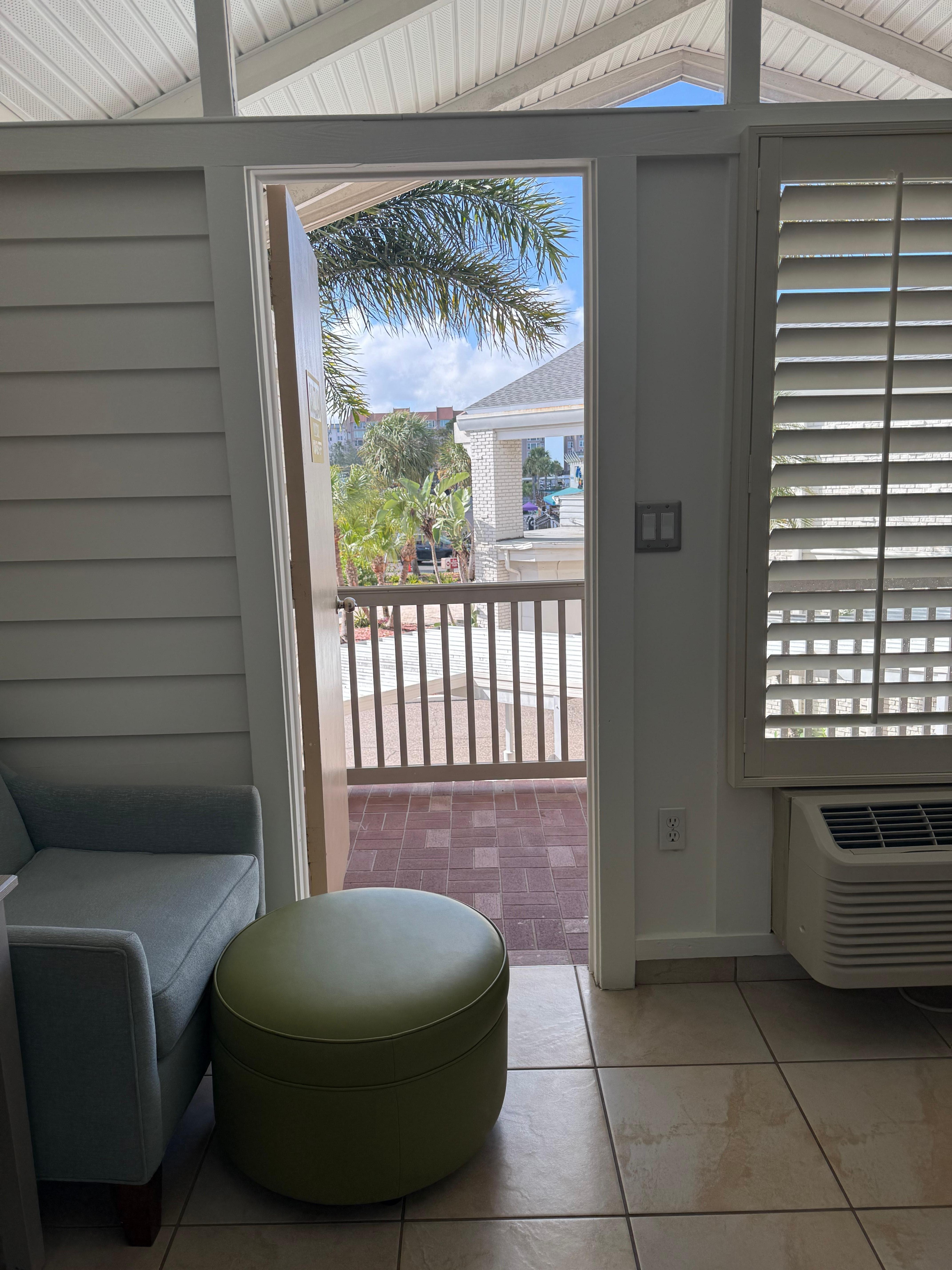 The balcony overlooked the pool. Which, is actually a good idea. There was a music festival the night we left. It would’ve been nice to sit in the balcony and listen to the band. The balcony was also large - it spanned the length of the room!