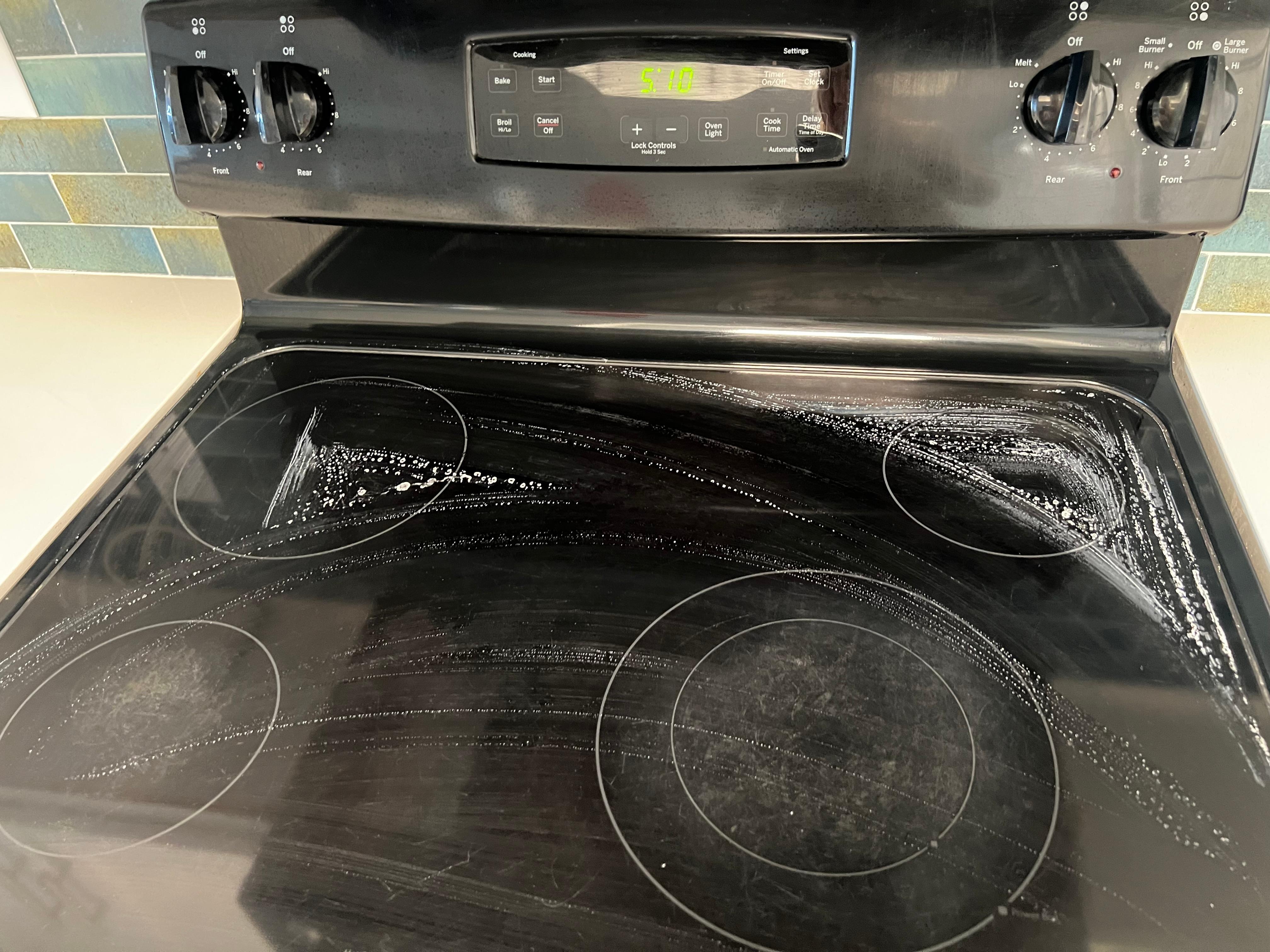 This was our stove when we checked in but we just had to wipe it off.