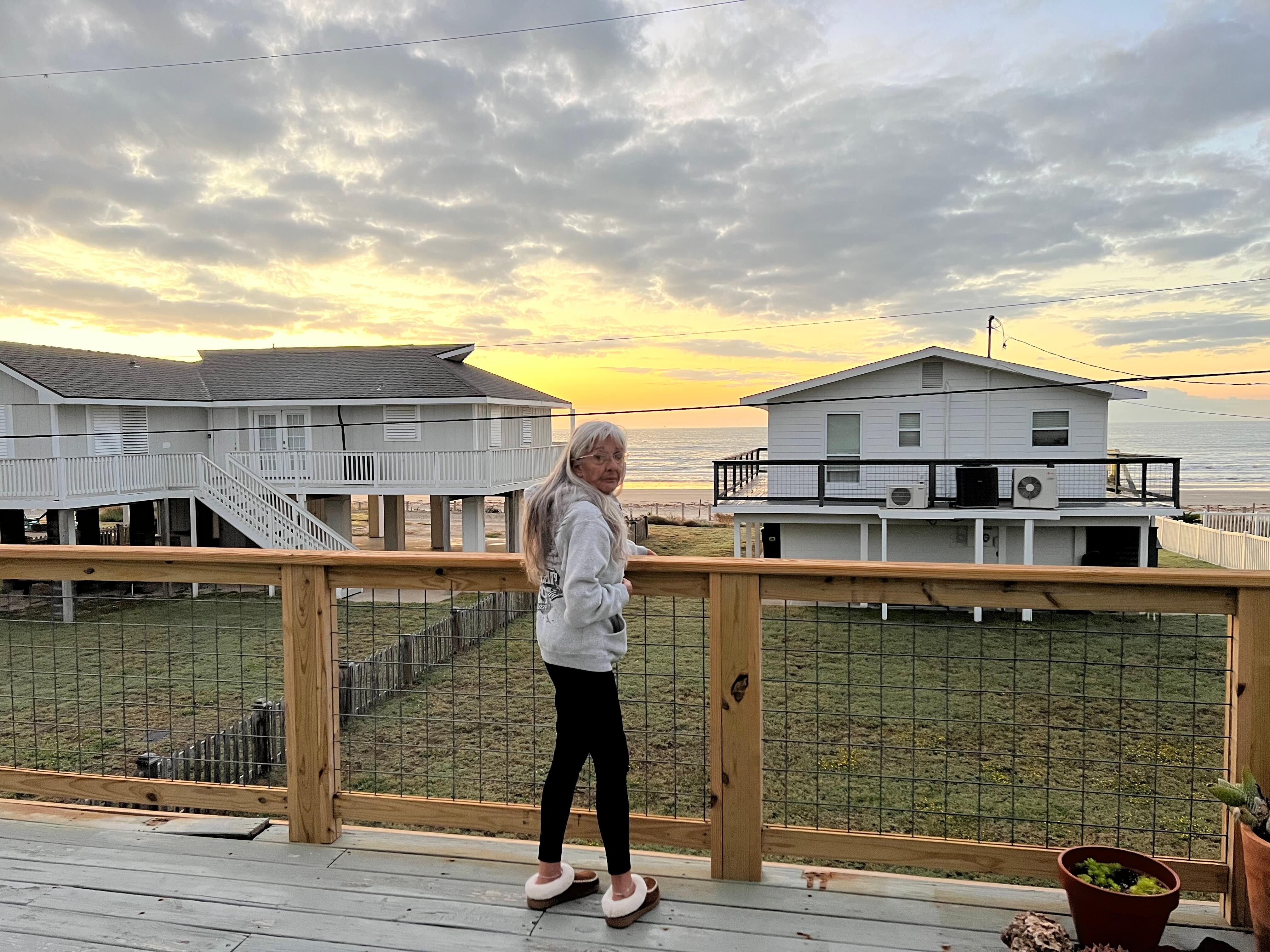 Watching the sun rise from the deck