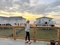 Watching the sun rise from the deck