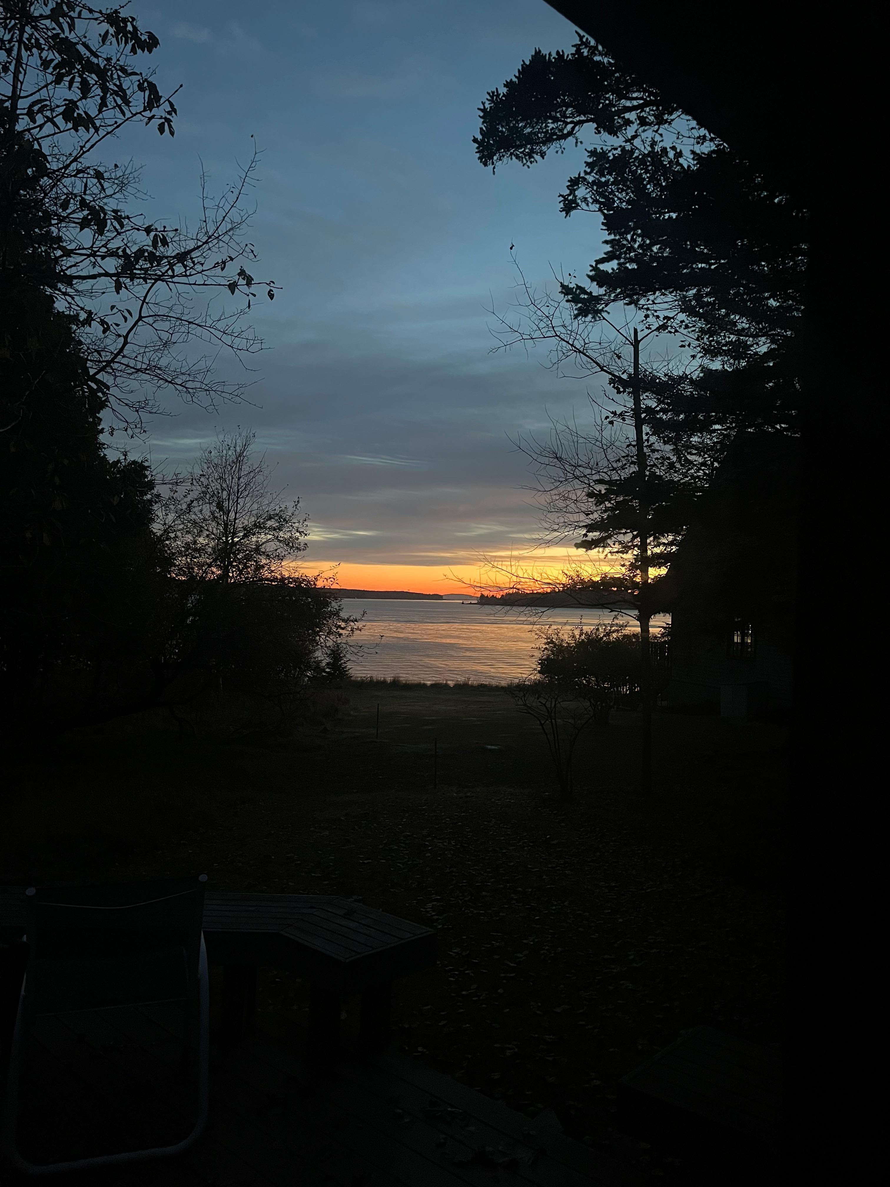 The sunrise from the back deck.