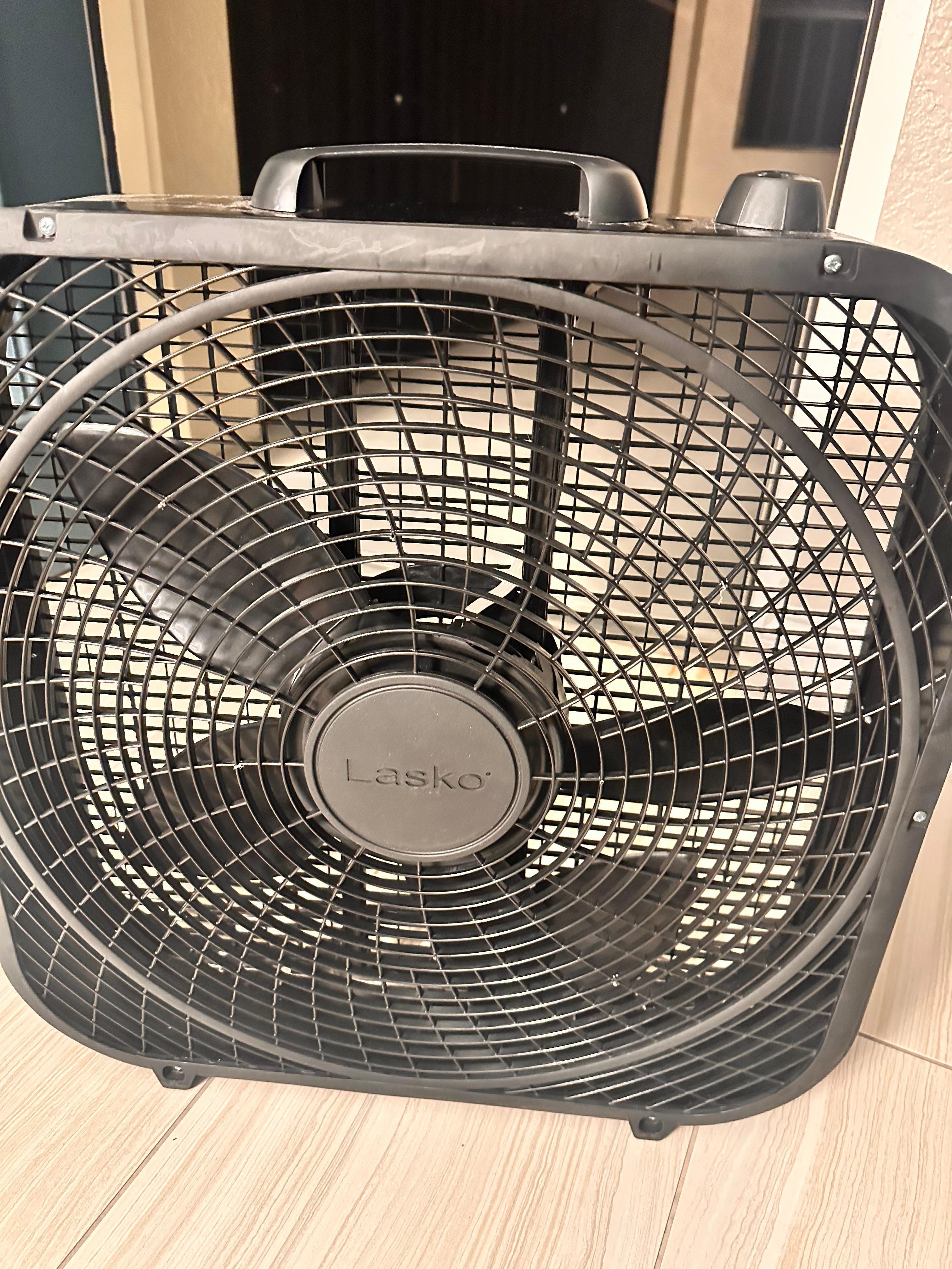 The fan the maintence dropped off to cool our 2 bedroom condo. 