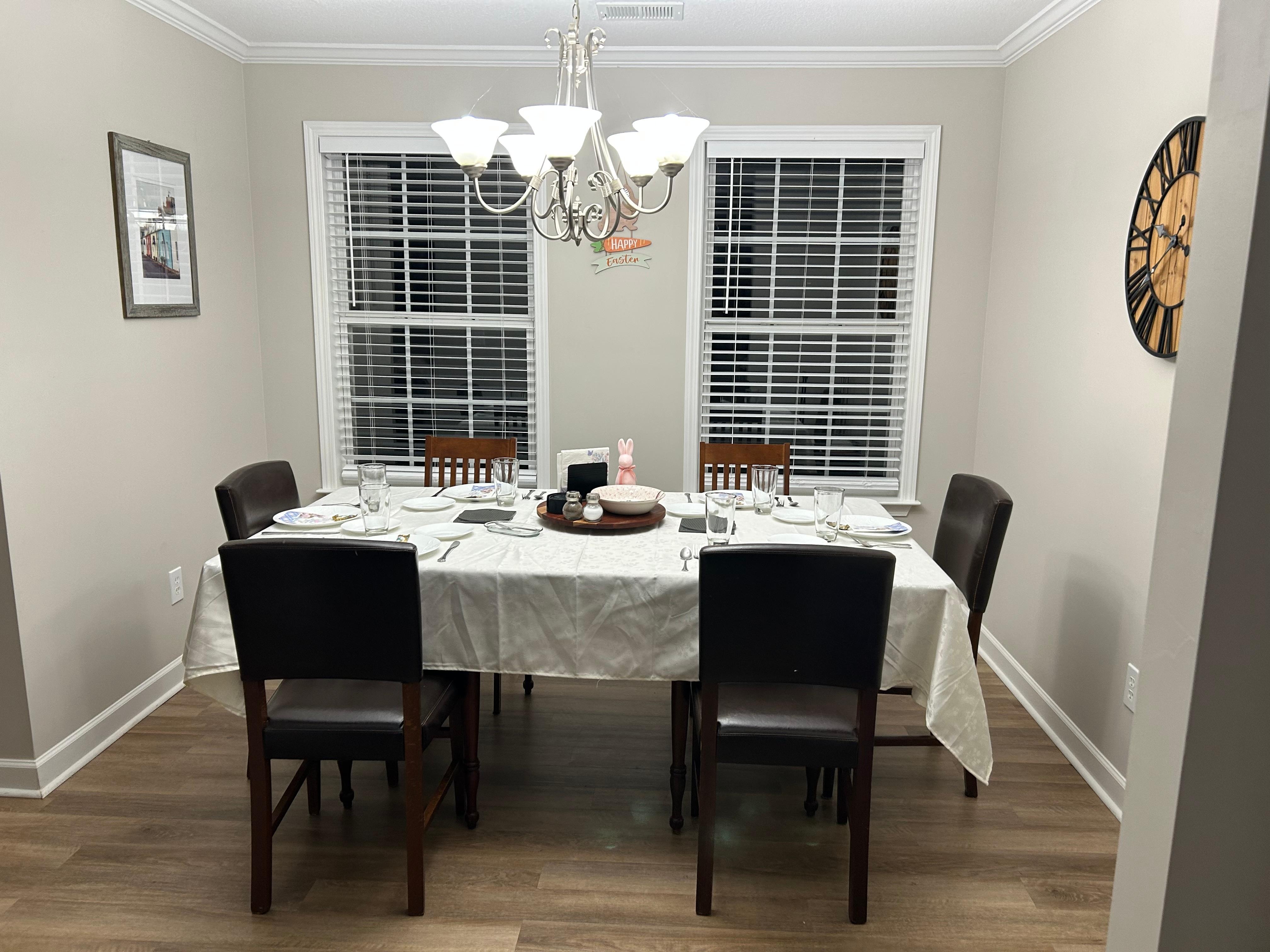 Dining area (set by host for Easter dinner)