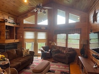 The family room with outstanding views of the mountains