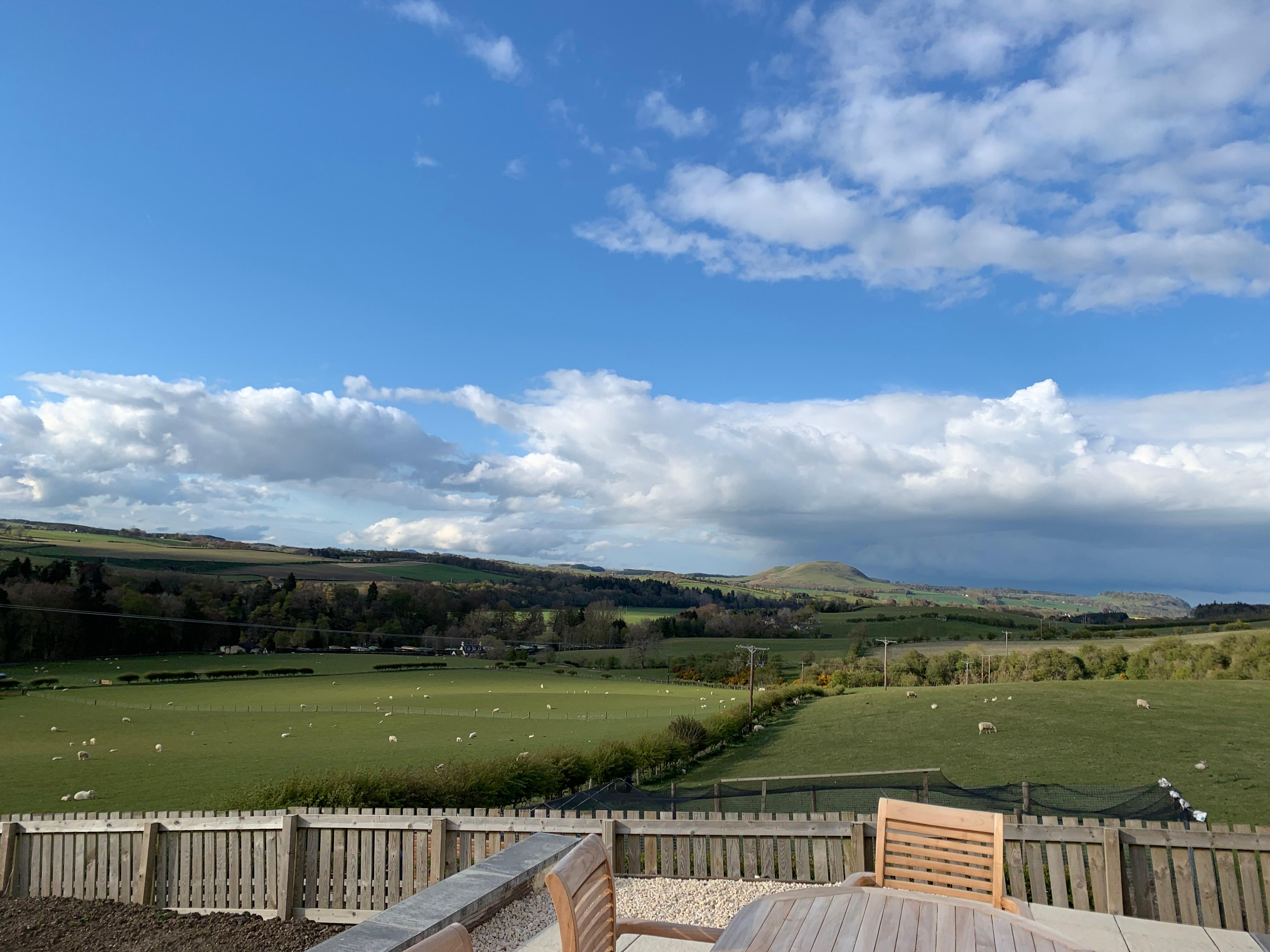 View from the outside decking with hot tub.