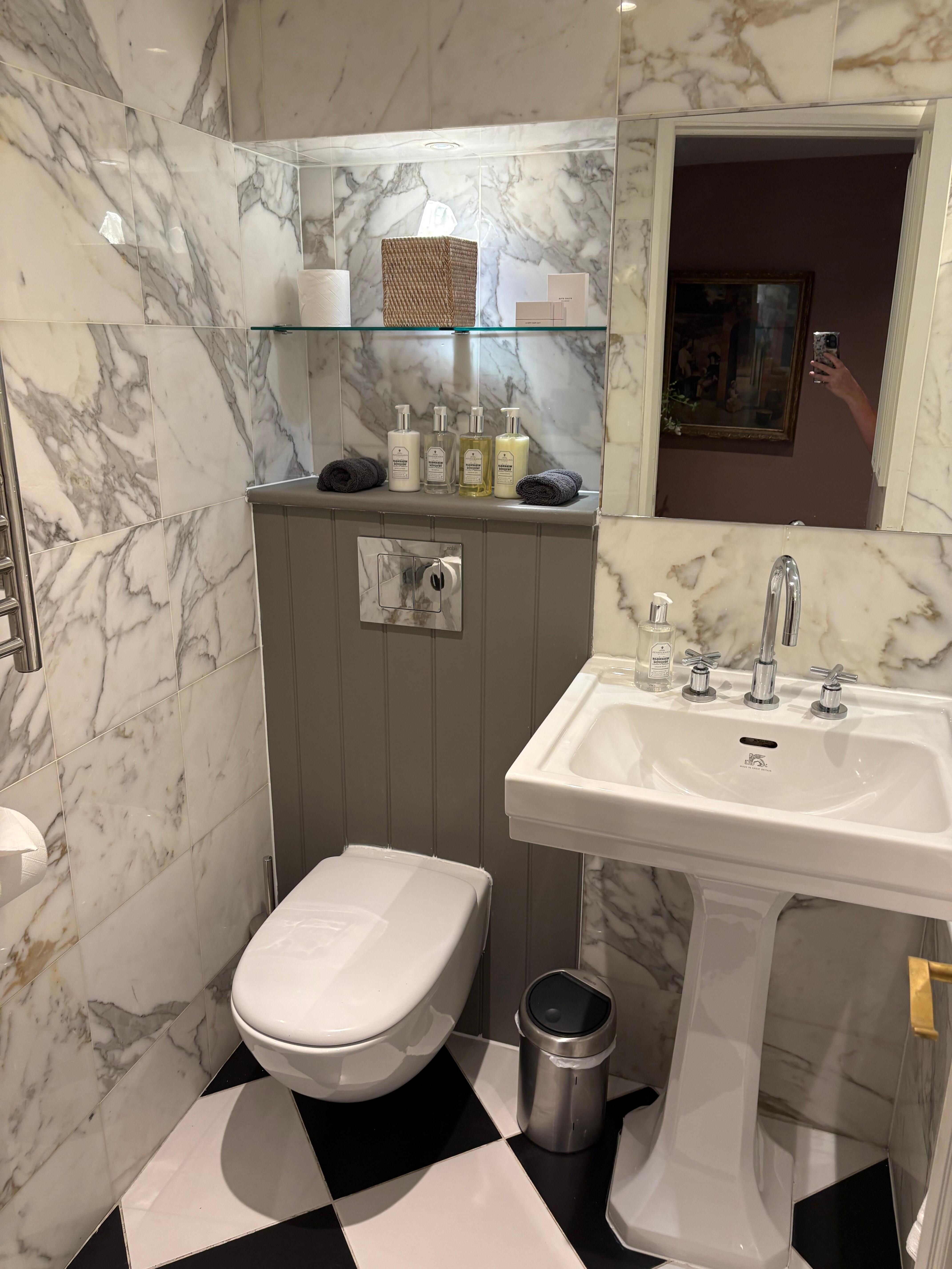 A guest room bathroom