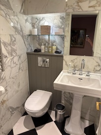 A guest room bathroom