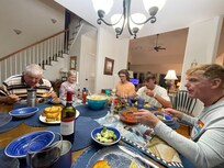 Large tables were perfect for shared dinners.